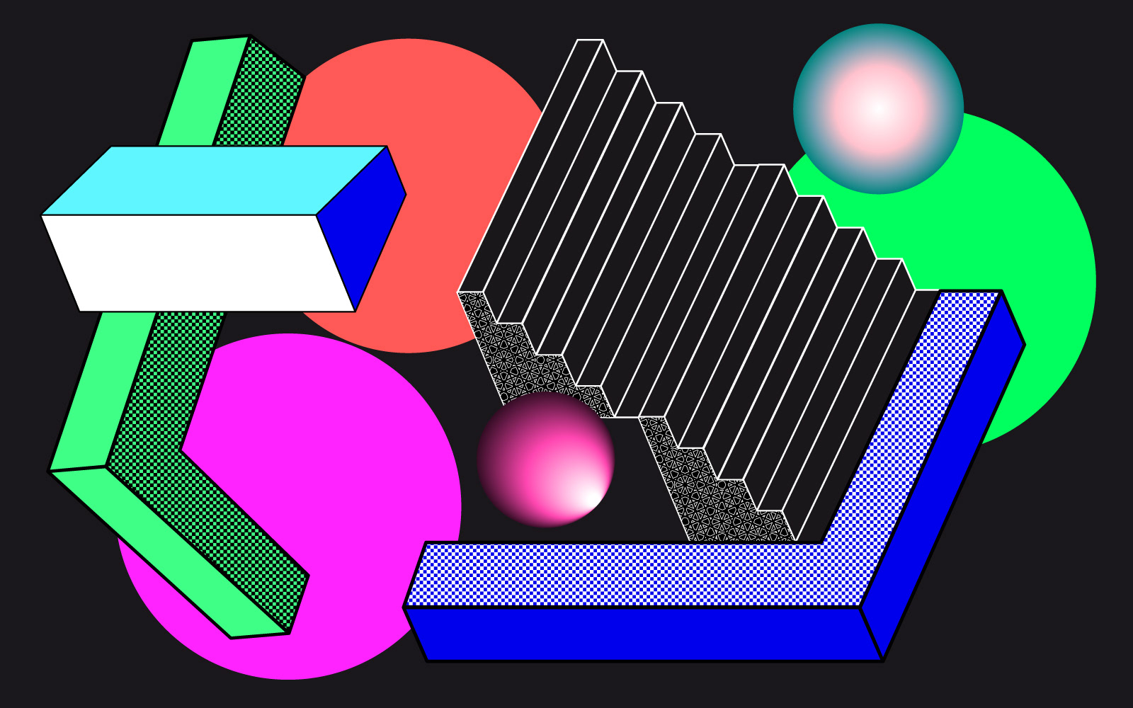 Graphic composition with artistic colors and forms
