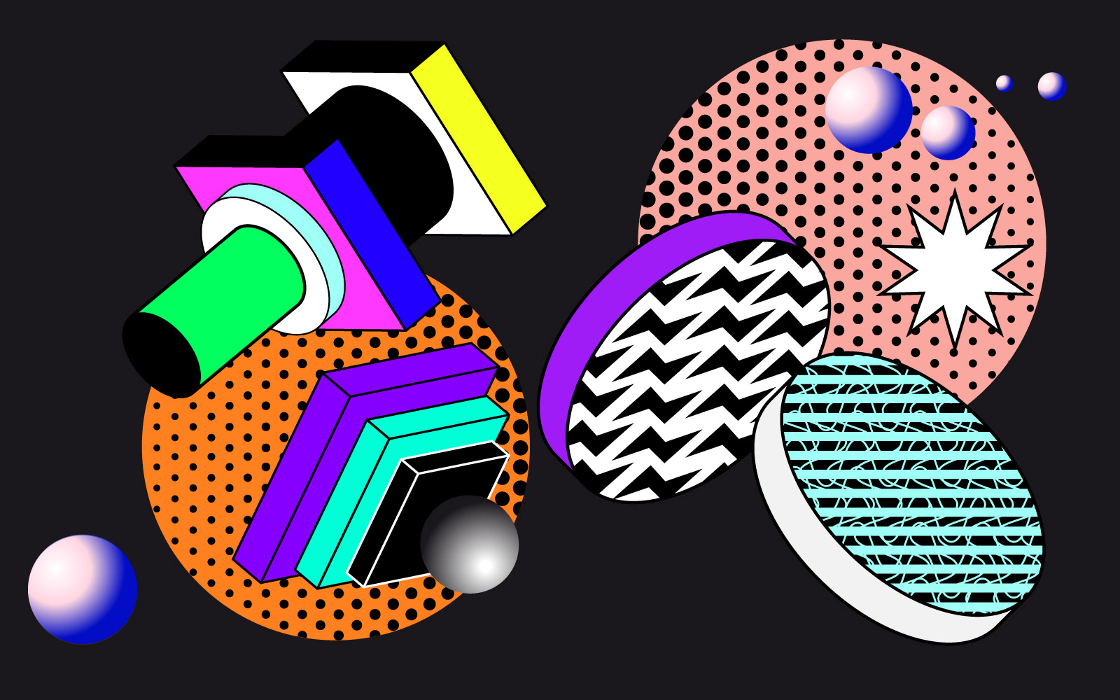 Visuals art and digital creation with colors and shapes