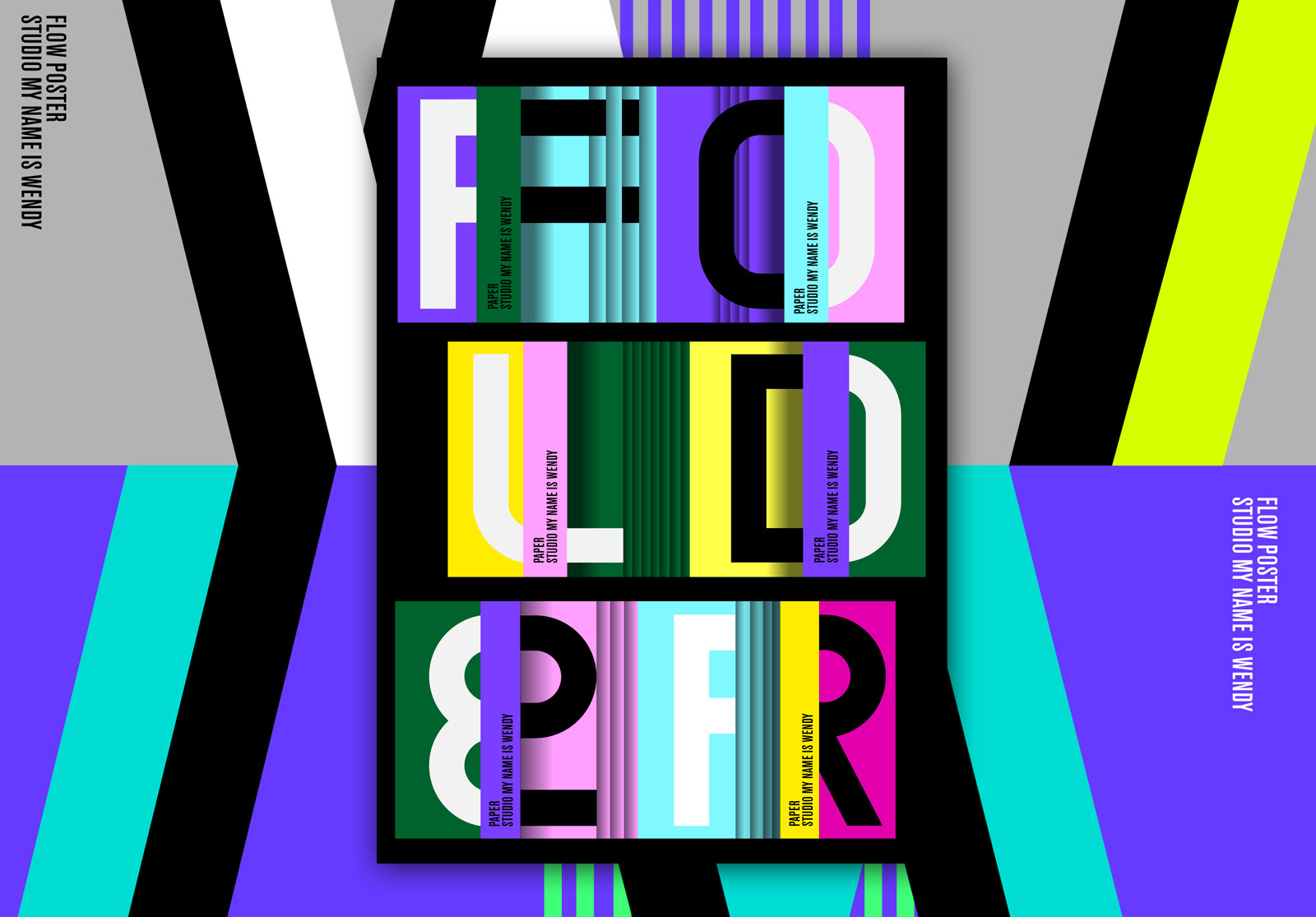 Poster composed with colors, shapes and type design