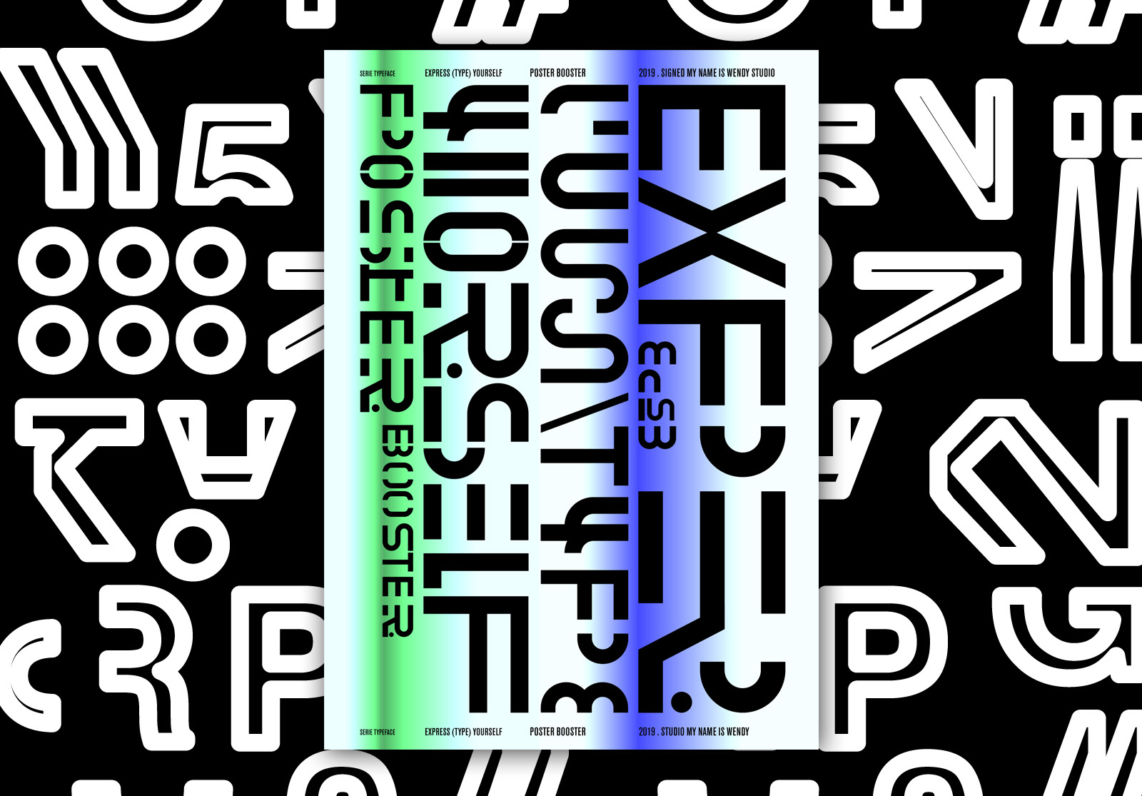 Series of posters based on type design and graphical compositions