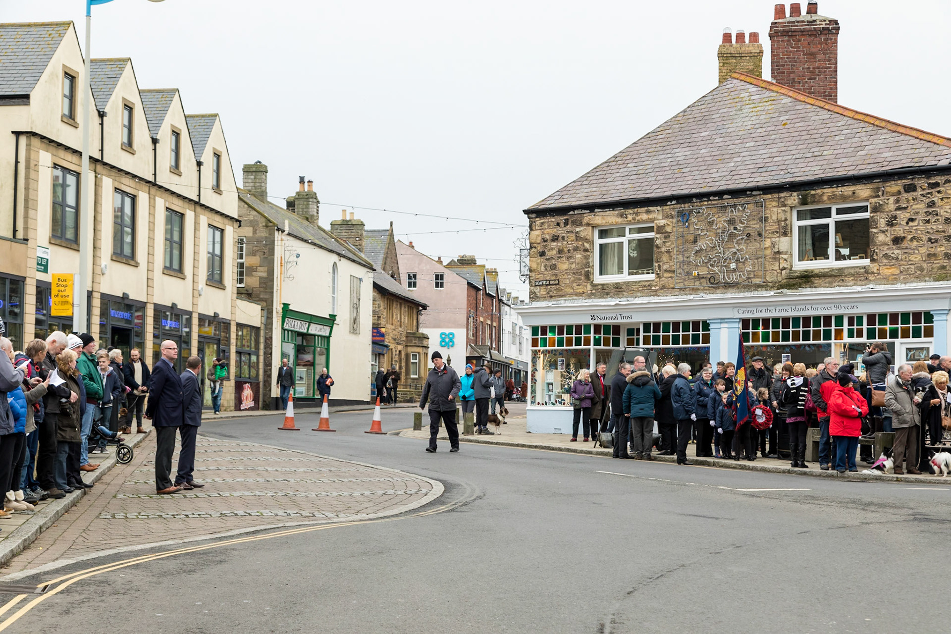 Gathering for Armistace Day Service at Seahouses