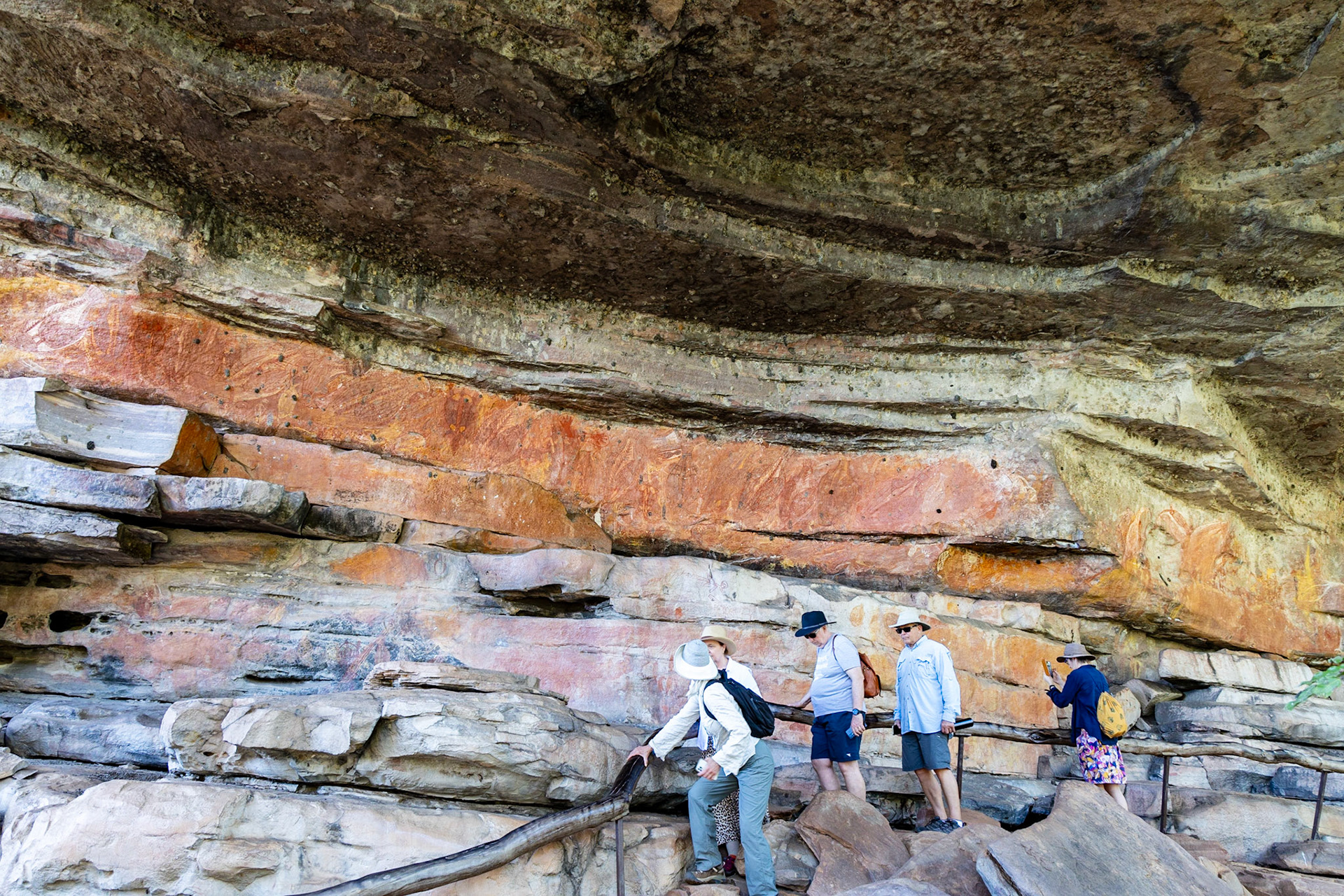 Ubirr rock art site. L-&gt;R; Catherine, Robyn, Peter, Tim, Susan