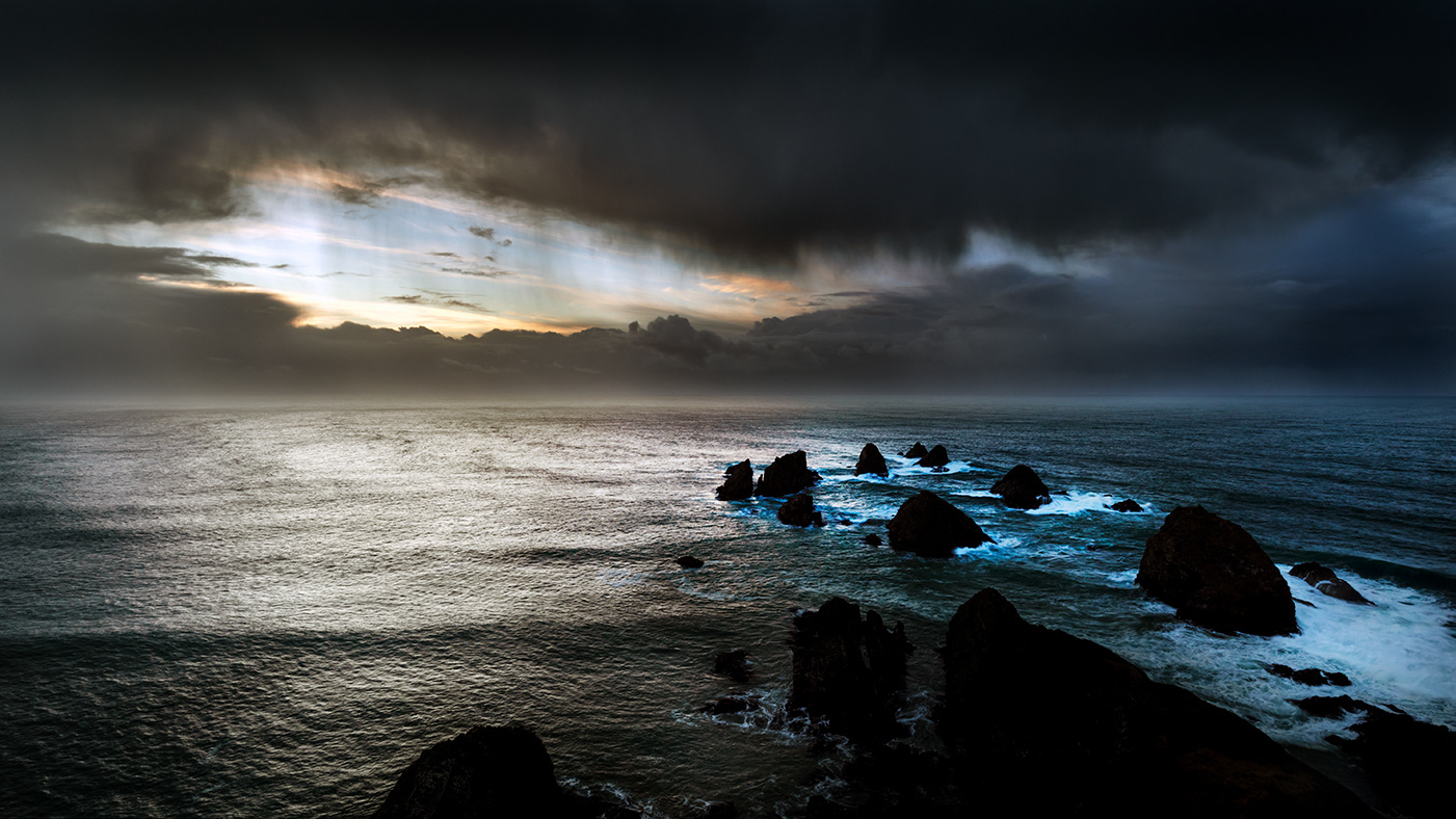 Nugget Point; early on a rainy morning