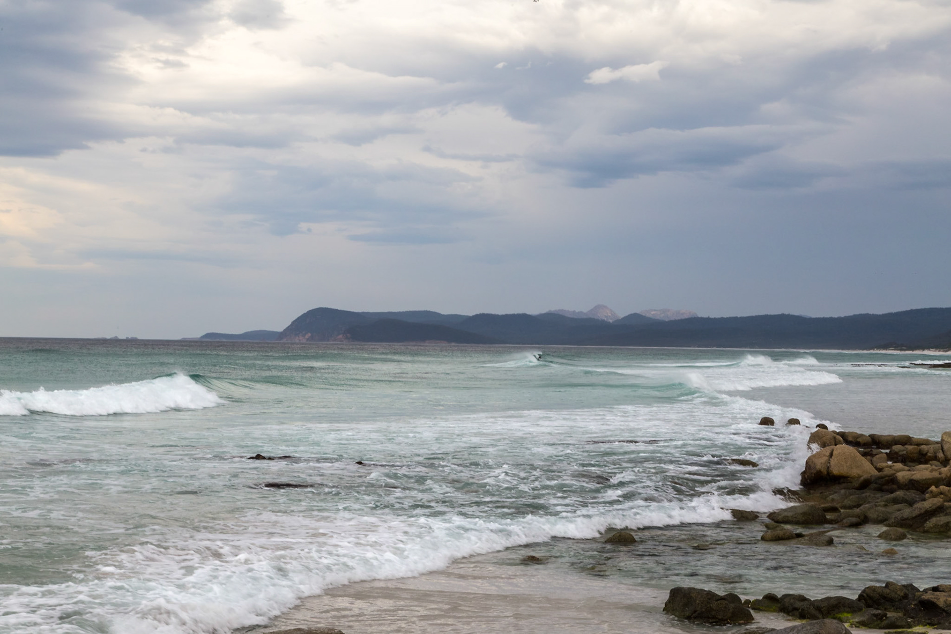 Along the Friendly Beaches, south to Friendly Point. Coles Bay Conservation Area.