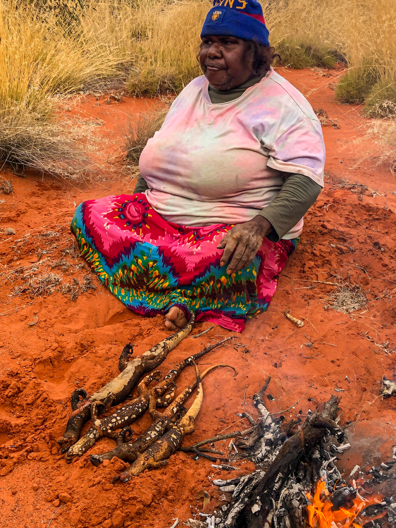Yalti with fire-cooked goannas.