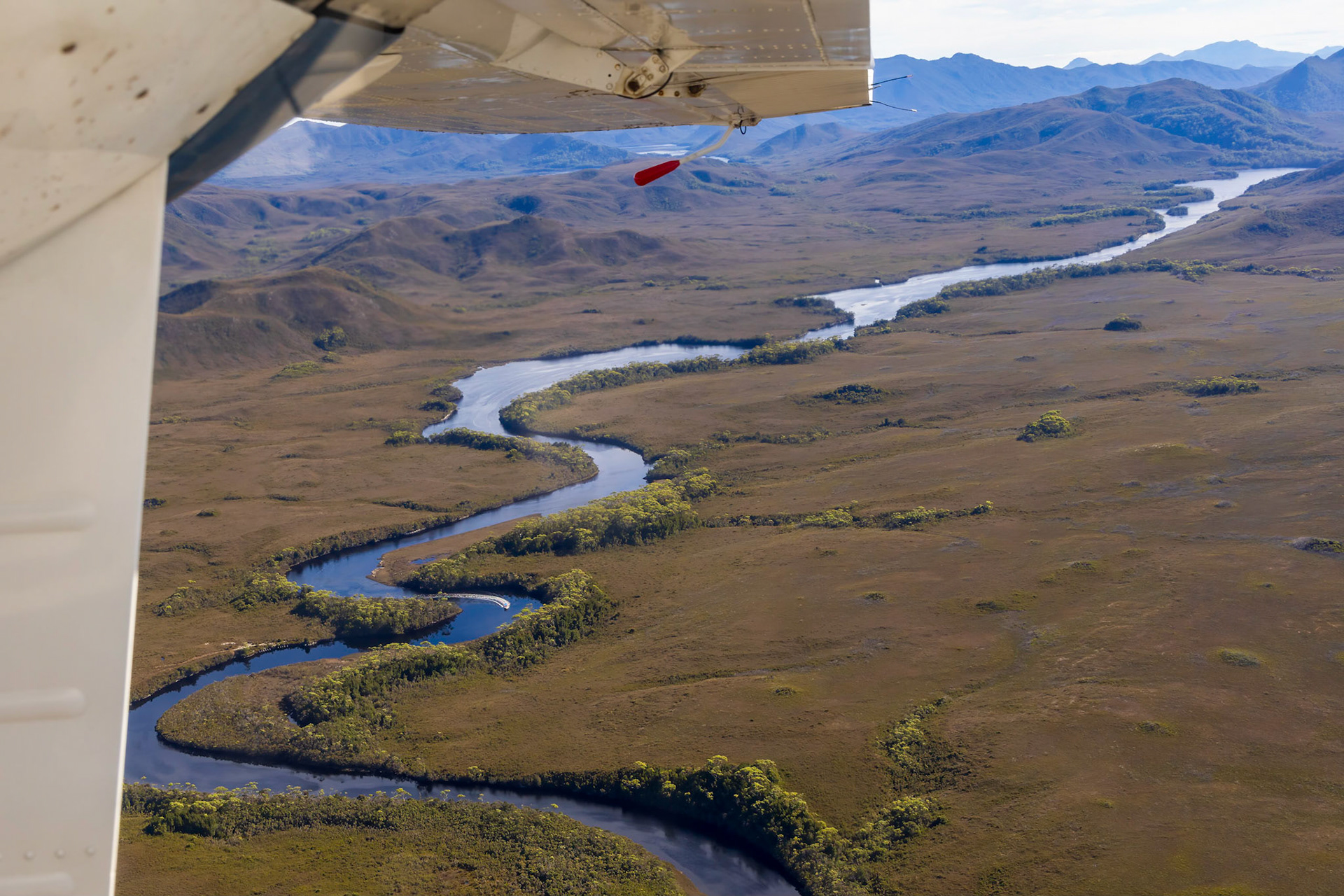 On the flight from Hobart across the mountains to the south west coast.