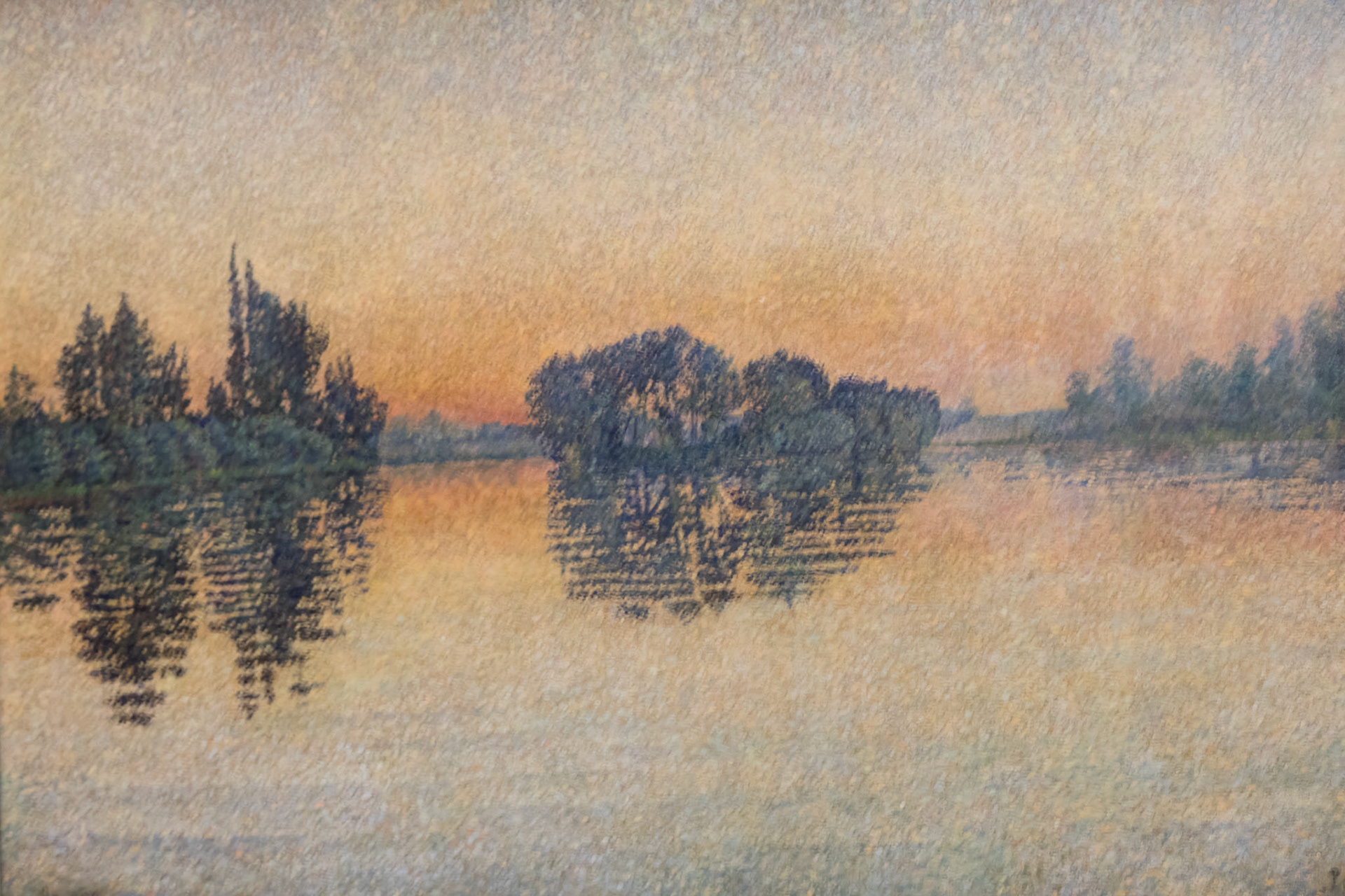 Sunset, Herblay, Opus 206, 1889. Paul Signac. In the Kelvingrove Art Gallery & Museum