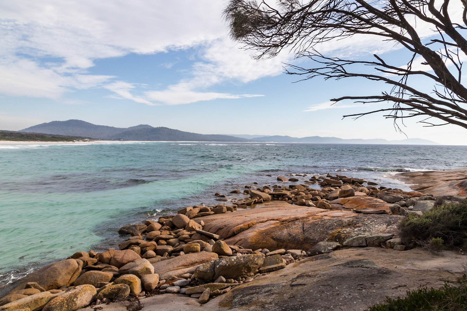 Southern end of Friendly Beaches; from Friendly Point. Coles Bay Conservation Area.