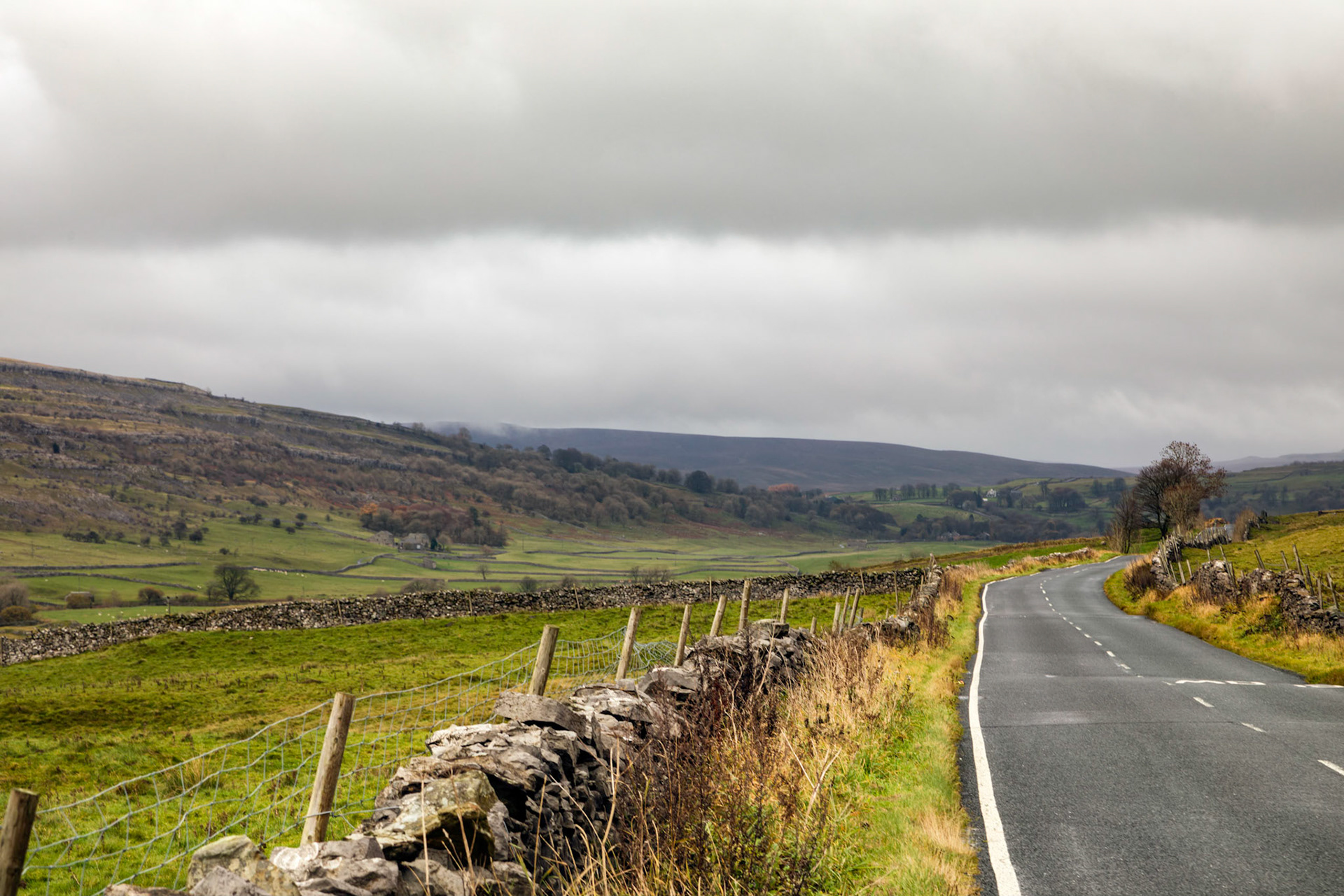 Driving on B6255 through the North Yorkshire Dales