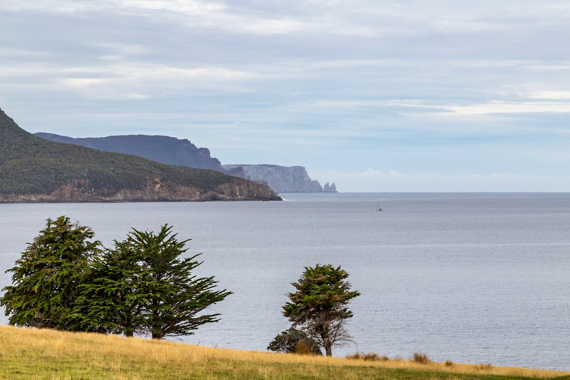 From Safety Cove, across Port Arthur to Cape Pillar and Tasman Island