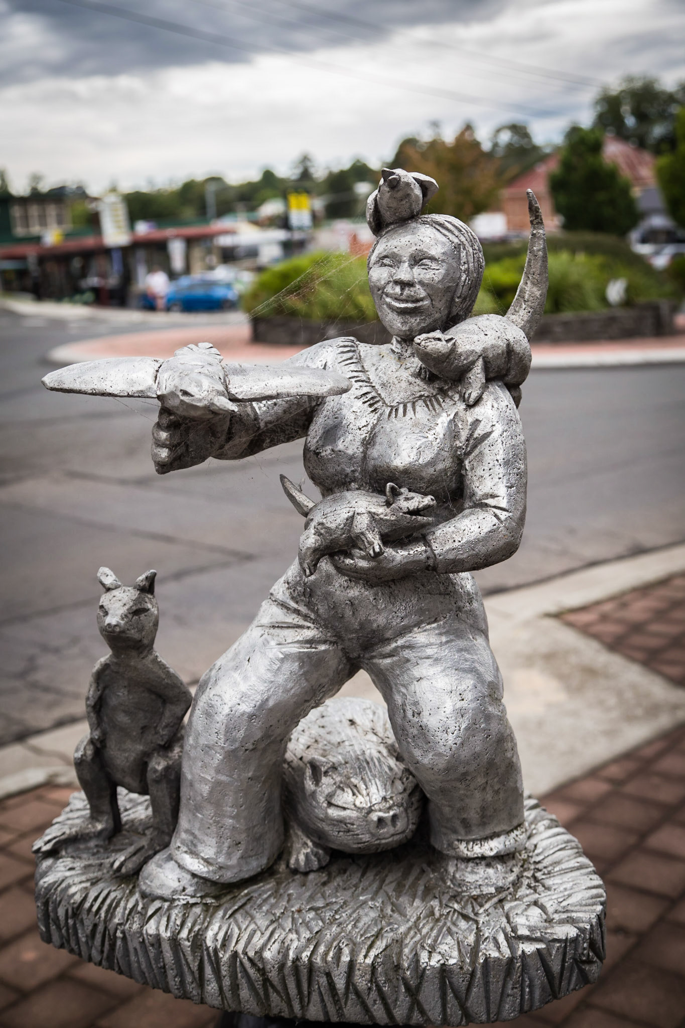 'Furry and Feathered Friends', one of the many wonderful little sculpture pieces along the main street of Deloraine.