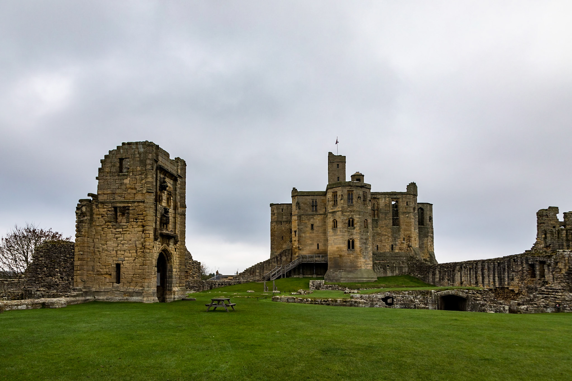 Ruins of C14 Warkworth Castle
