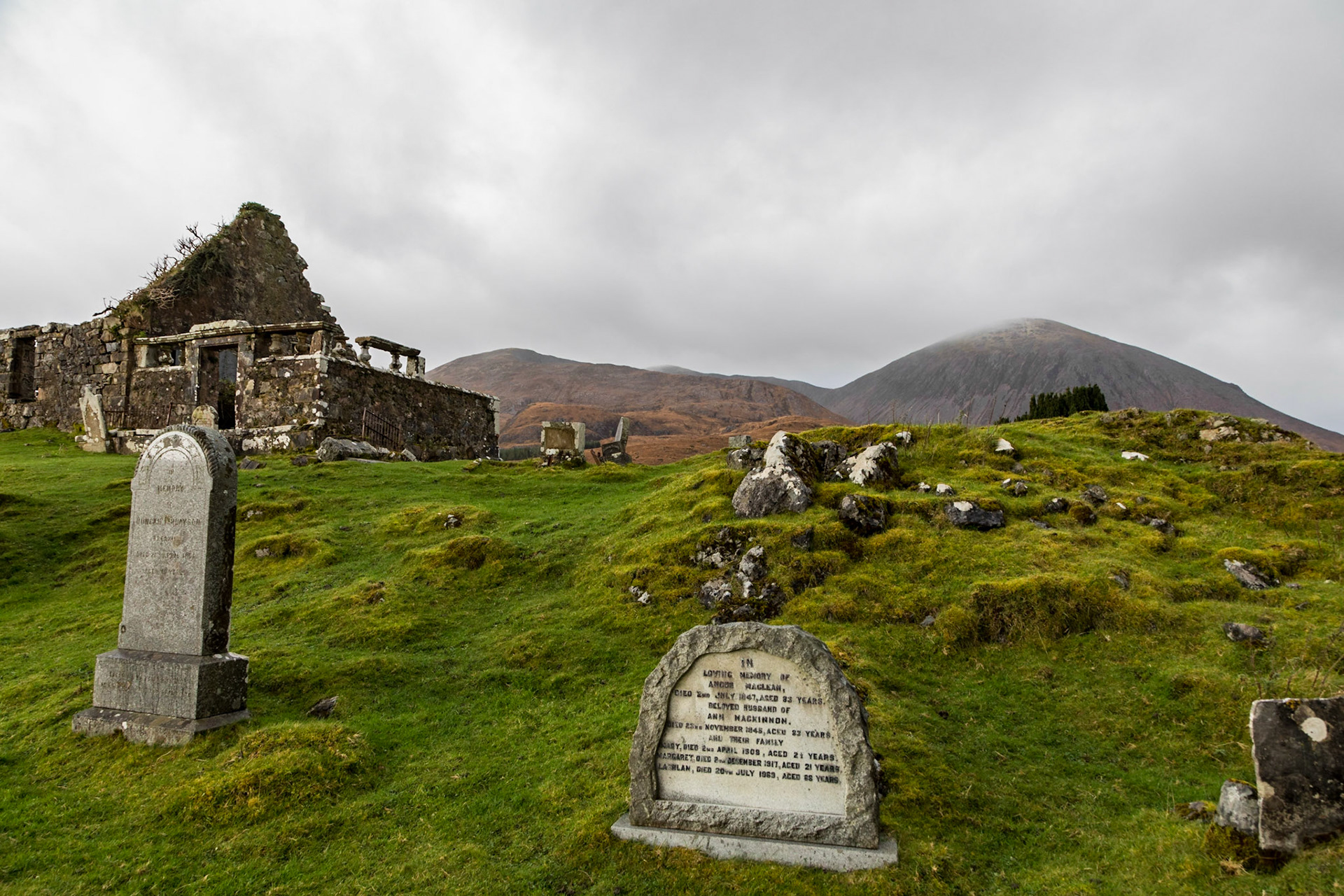 Ruins of middle ages church and graveyard of Cille Chriosd , Isle of Skye