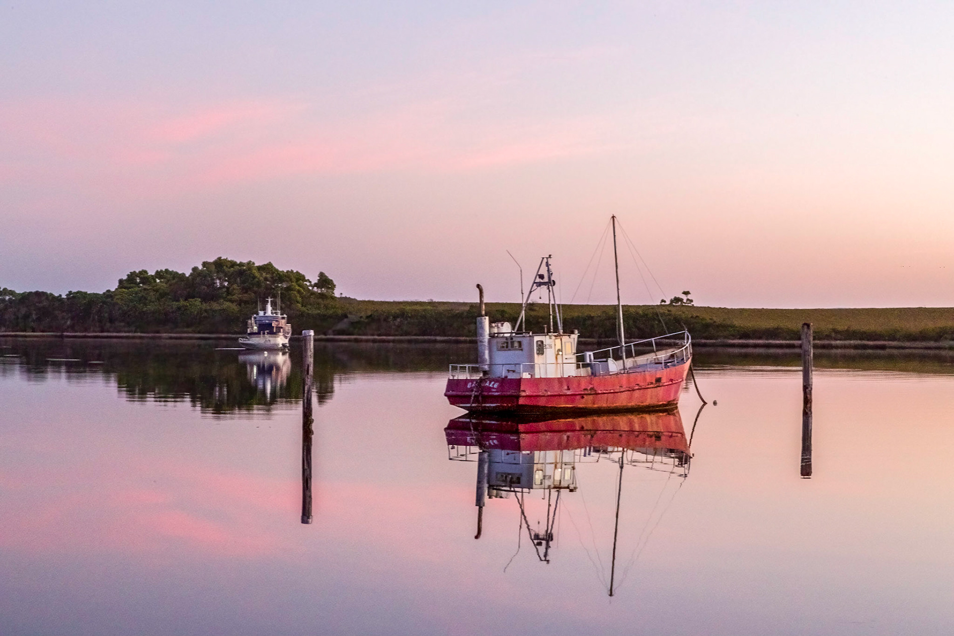 Dusk at Mill Bay Moorings, Strahan