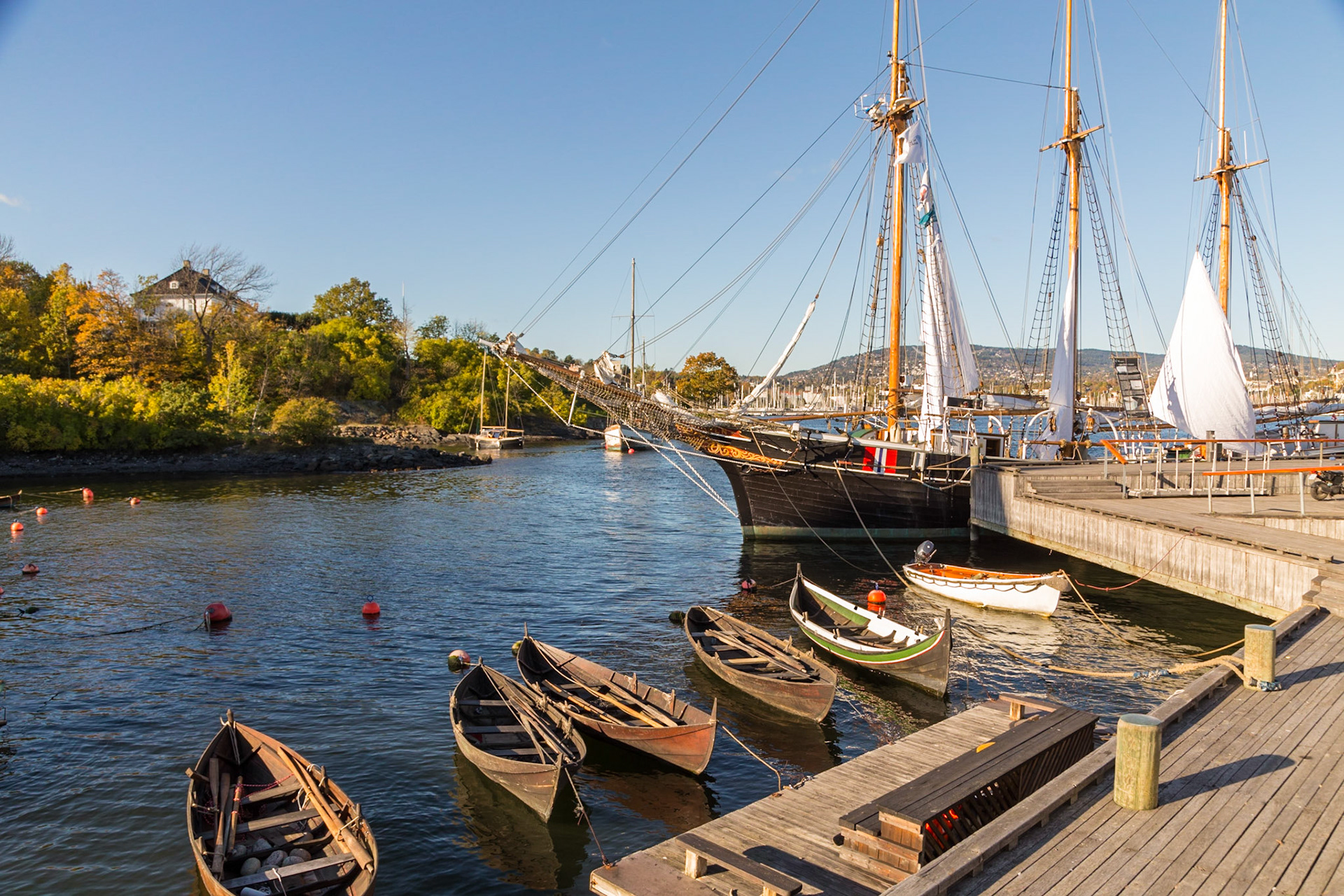 At the Bygdøynes ferry dock, for the FRAM Polar Ships Museum.