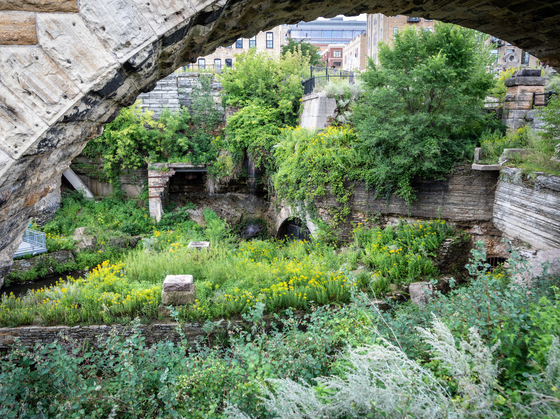 Stone Arch and relics on the edge of the Mississippi River