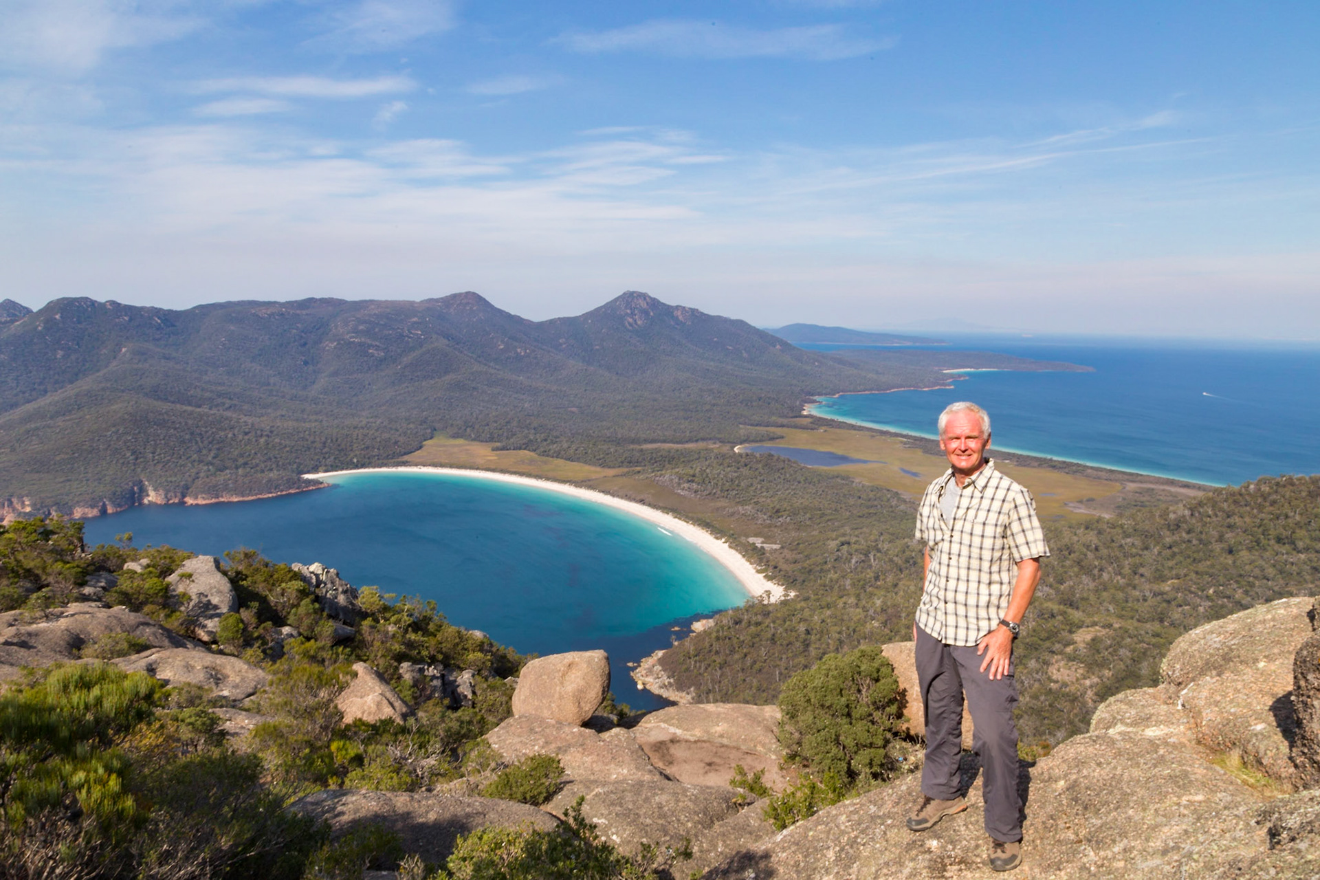 Wineglass Beach and the Bay, from the summit of Mt Amos (454m)