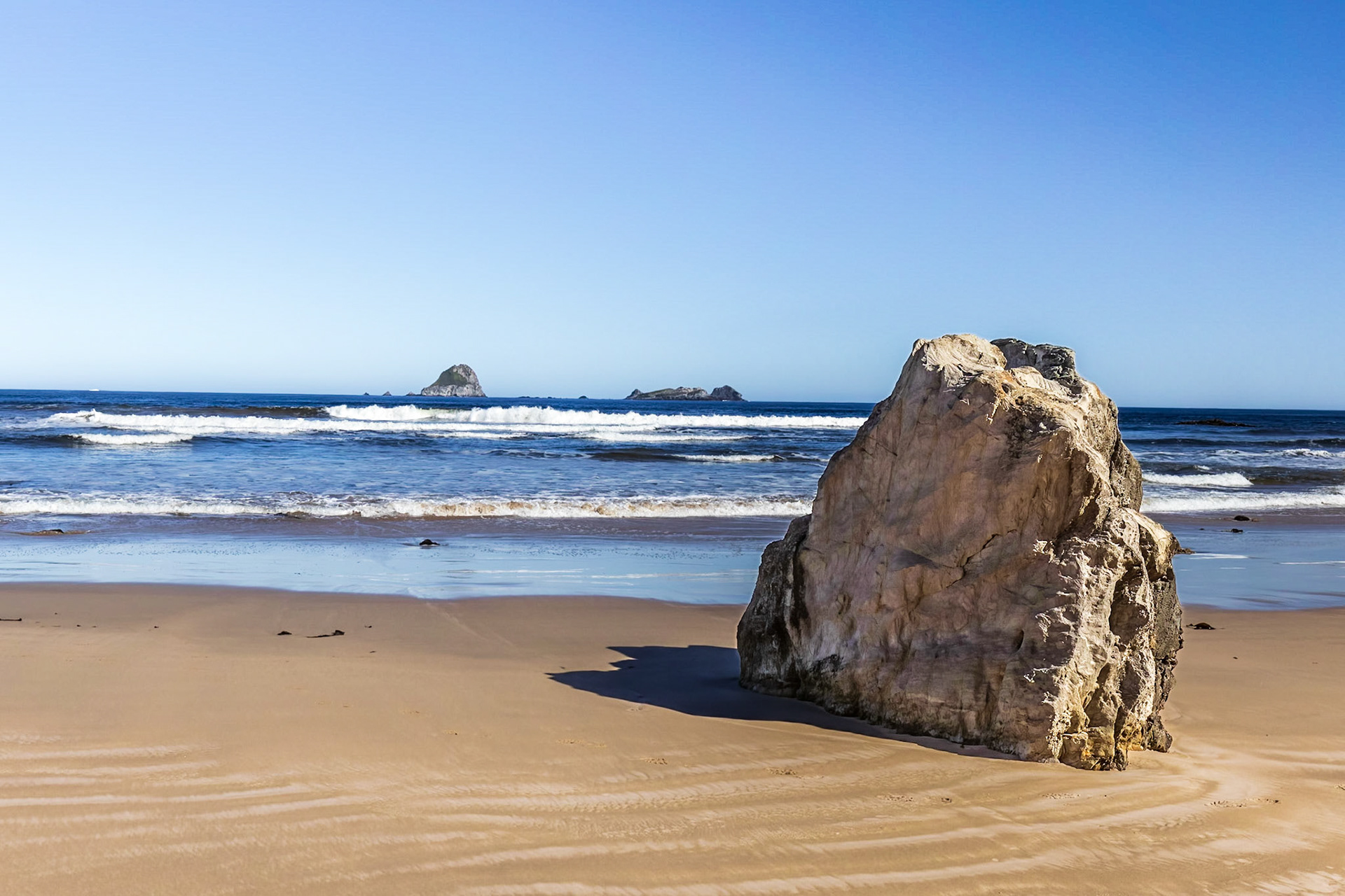 On Stephens Bay Beach; open to the Southern Ocean.