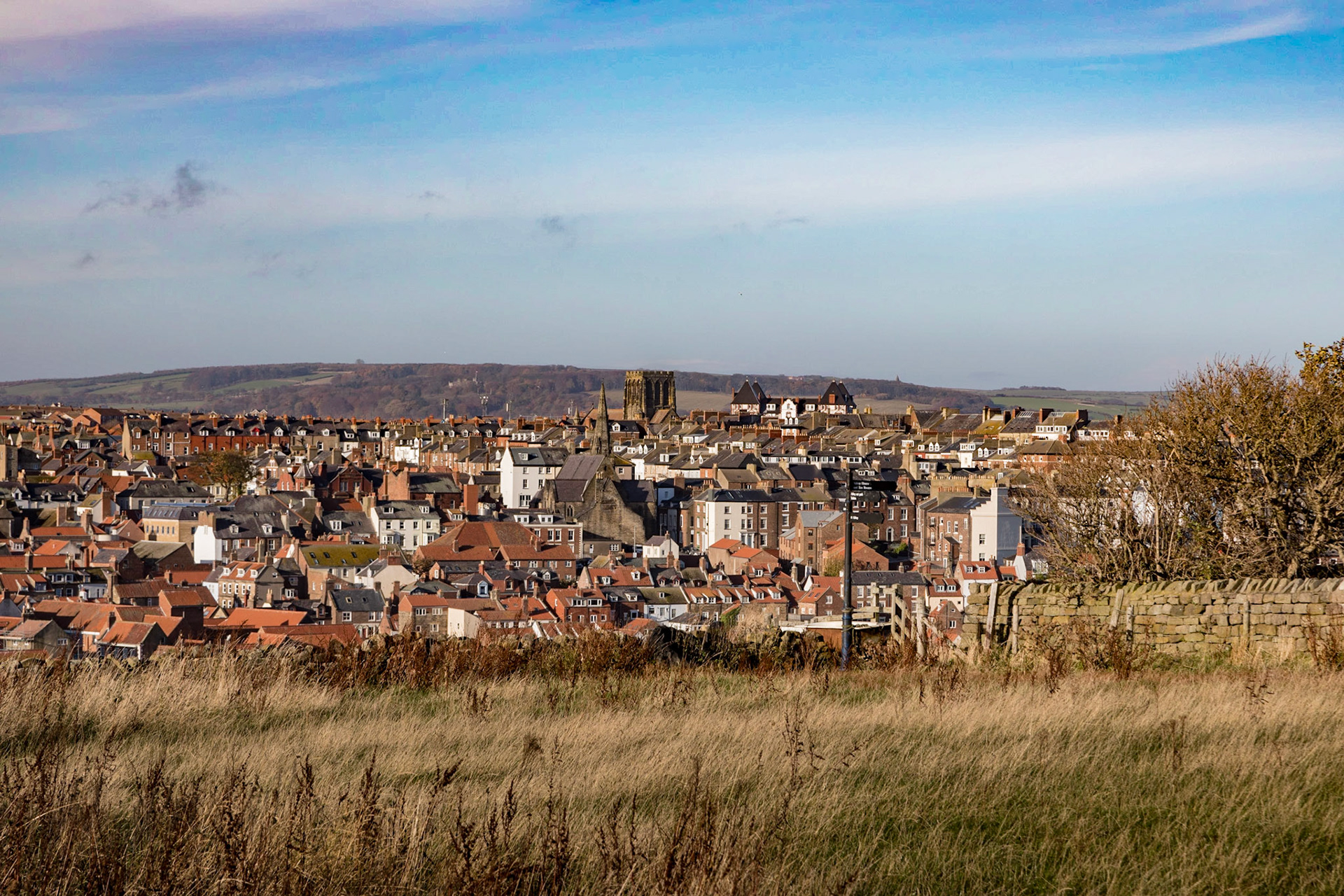 Looking down over Whitby from the ancient Abbey ruin on East Cliff