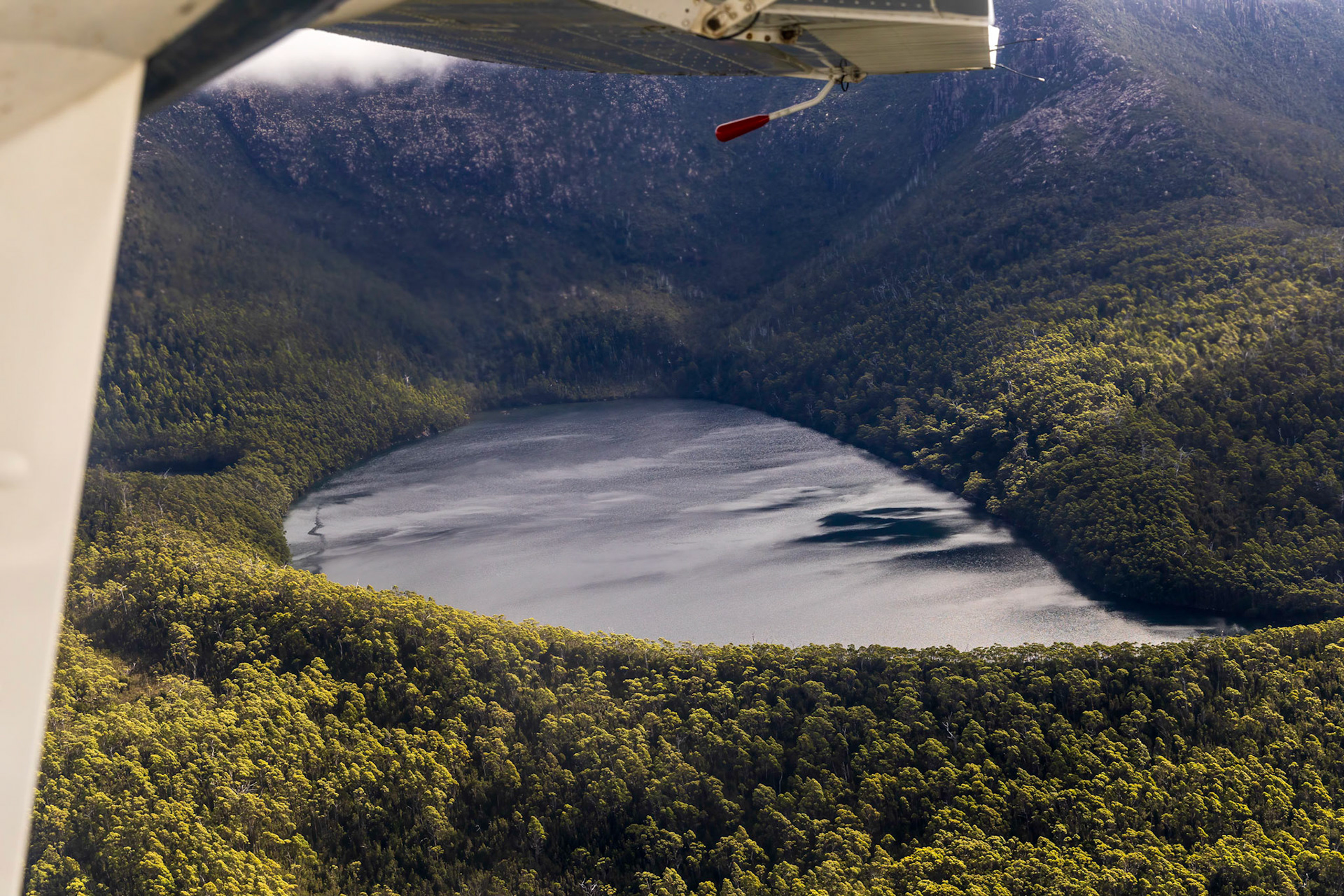 On the flight from Hobart across the mountains to the south west coast; a tarn.