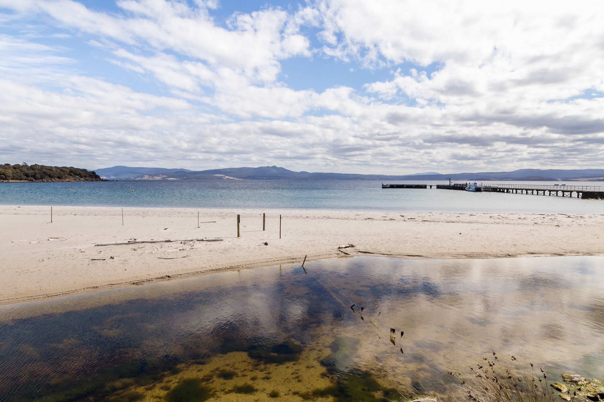 The jetty out into Darlington Bay. Maria Island