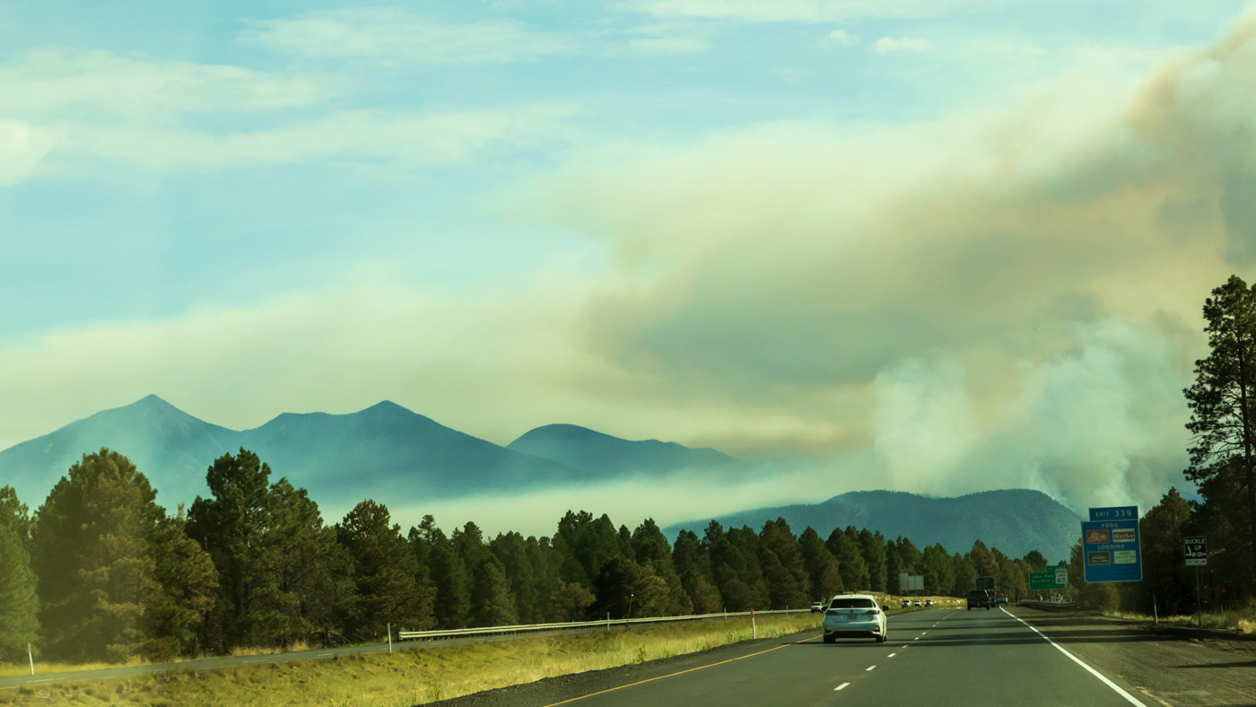 Wildfire on the edge of the city of Flagstaff.