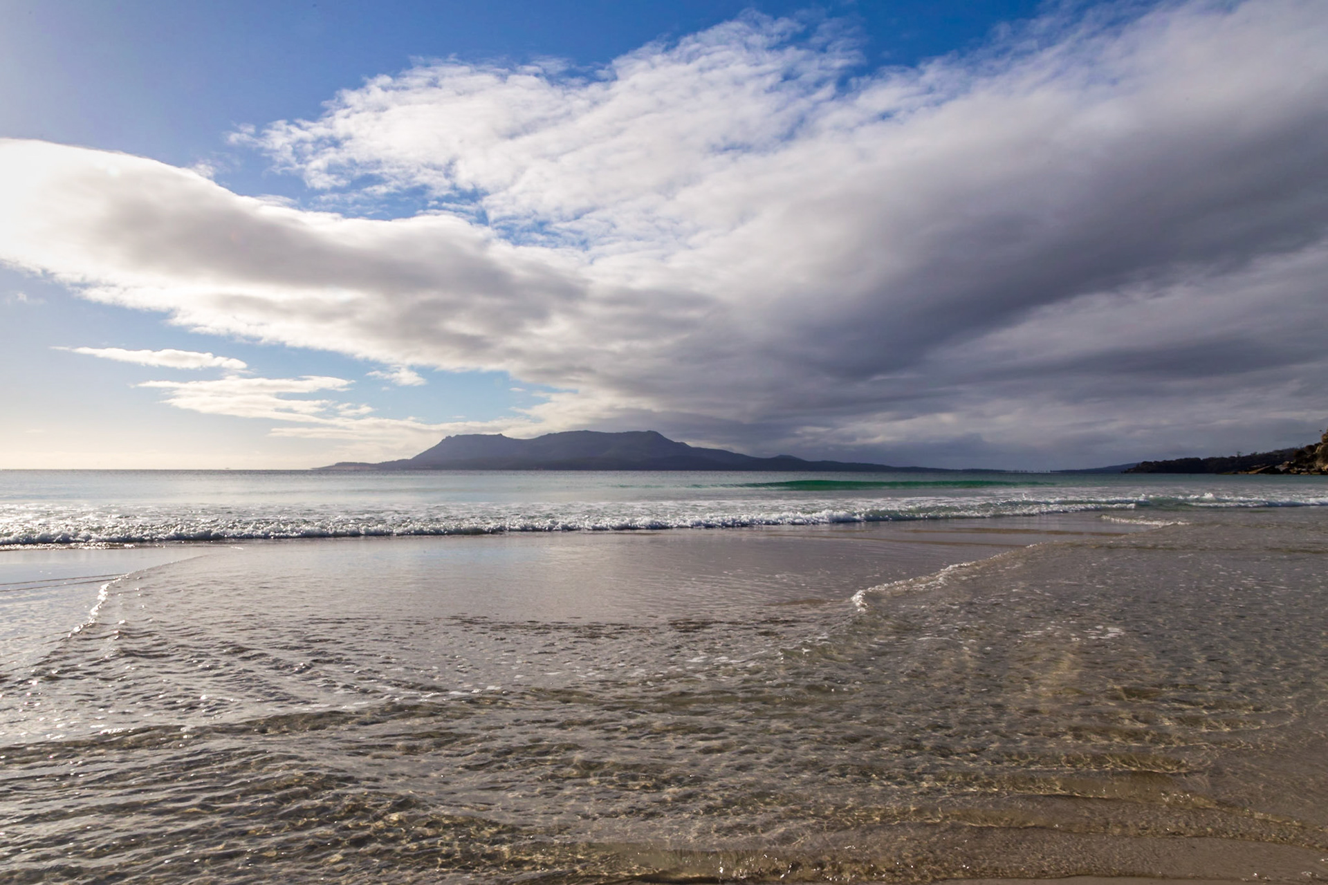 Orford. View across Mercury Passage from Spring Beach to Maria Island