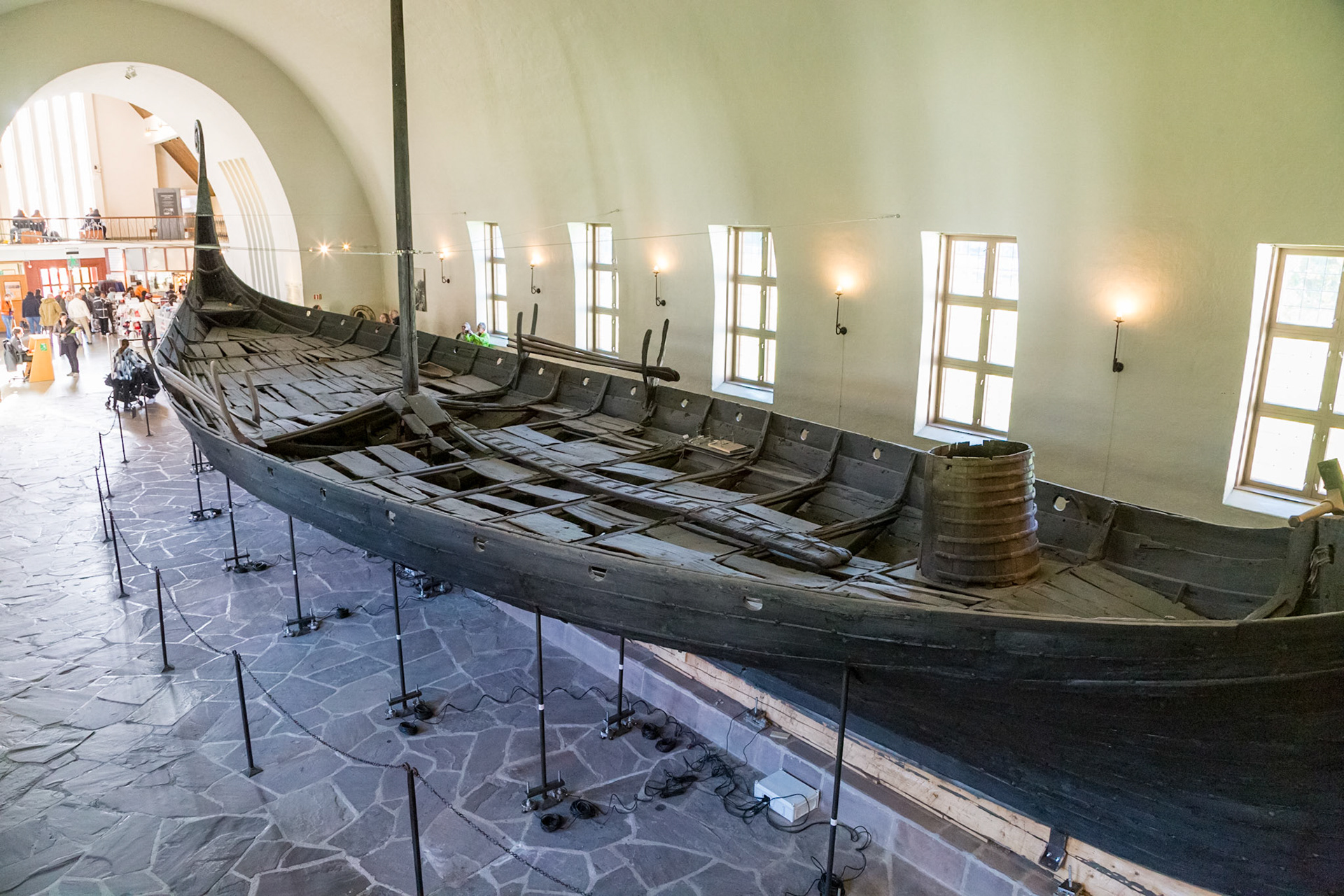 The Oseberg Ship:  built in western Norway around AD 820. Served as a grave ship, found in a large burial mound at the osebarg farm in Slagen in 1903. In the Viking Ship Museum