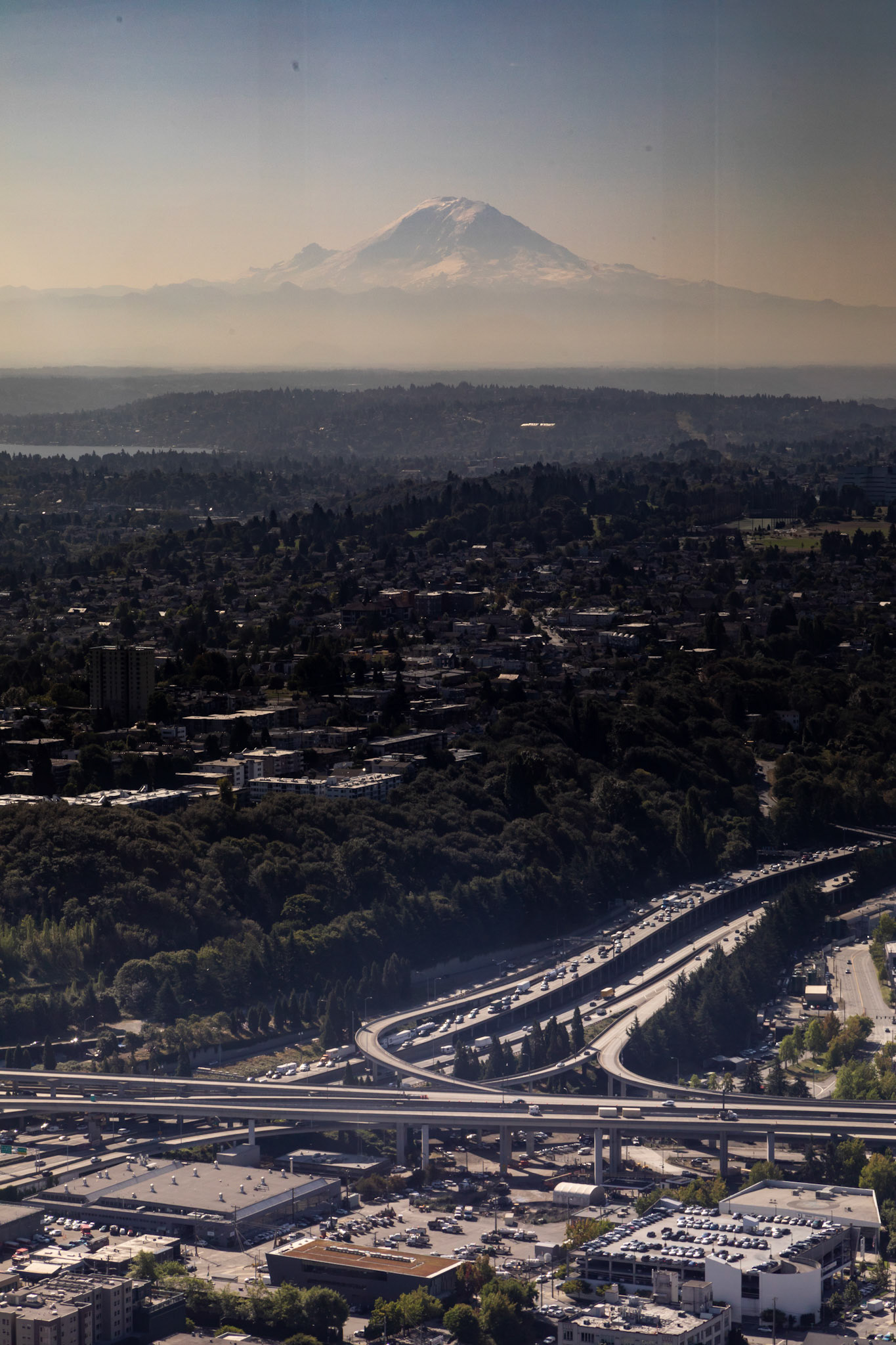 From Sky View; distant Mount Baker to the north through haze