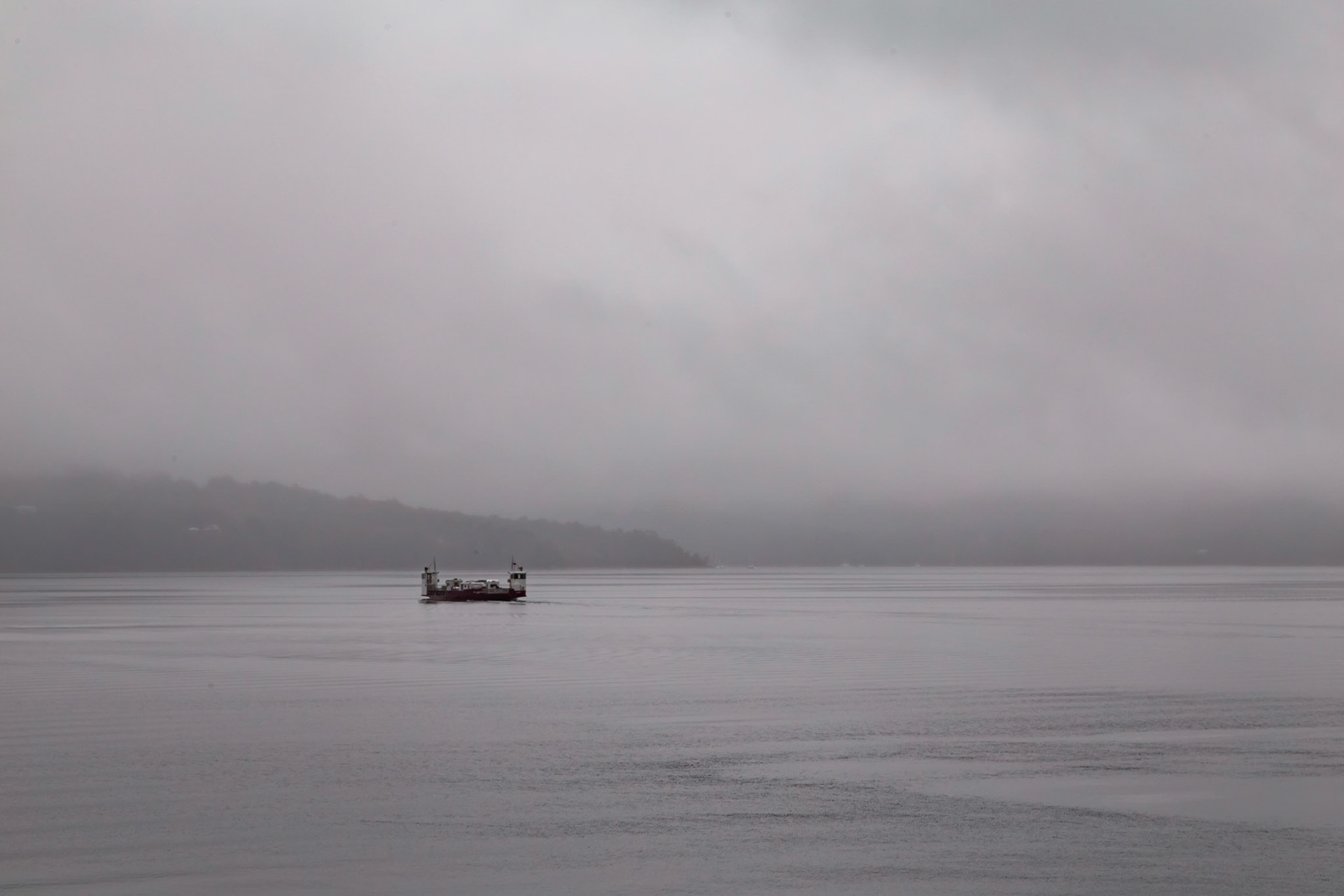 Vehicular ferry "Bowen" crossing DÉntrecasteux Channel after departing Bruny Island