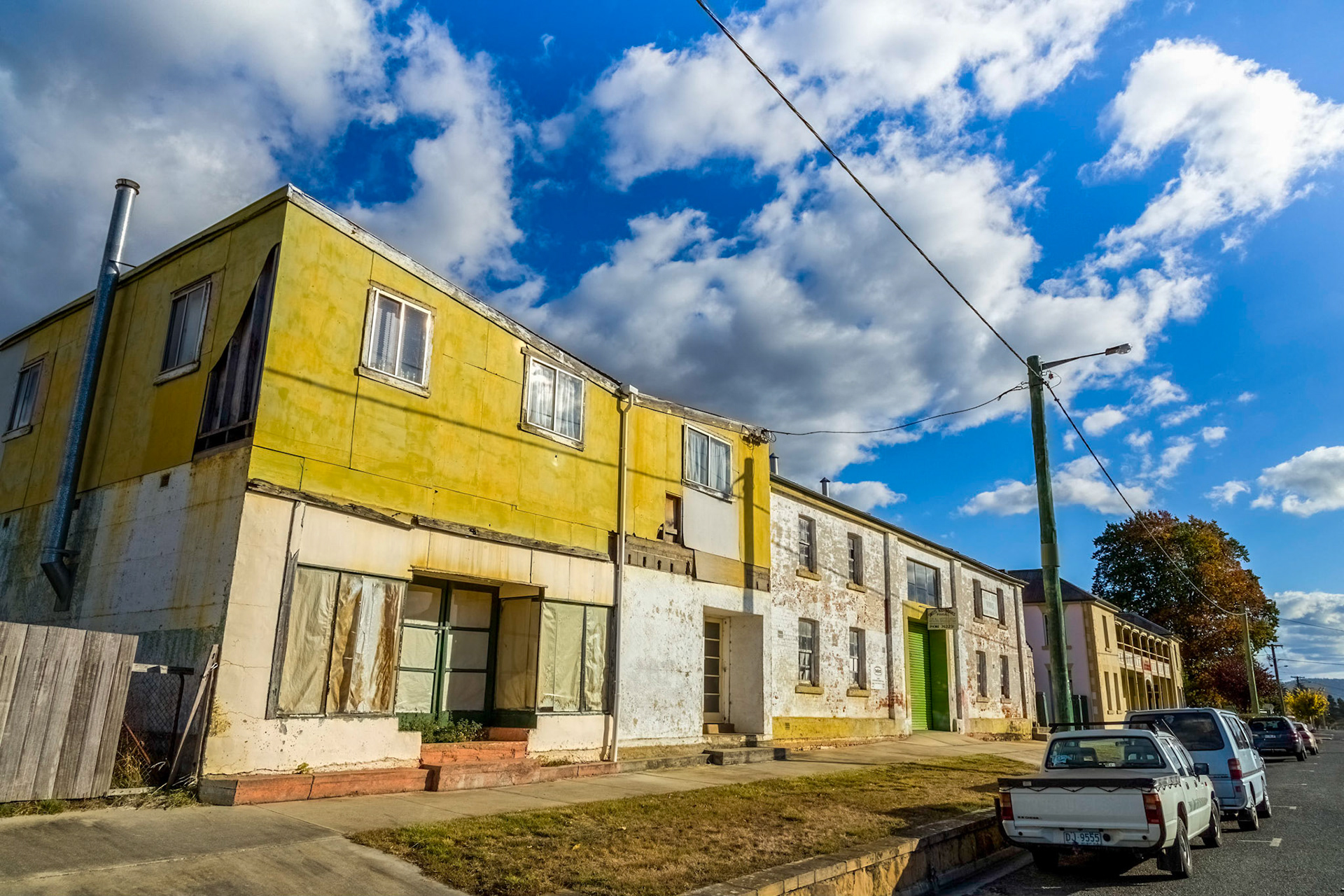 Decaying Building Relics of a Earlier Thriving Township. Along the Esk Highway as it passes through the town centre of Fingal.