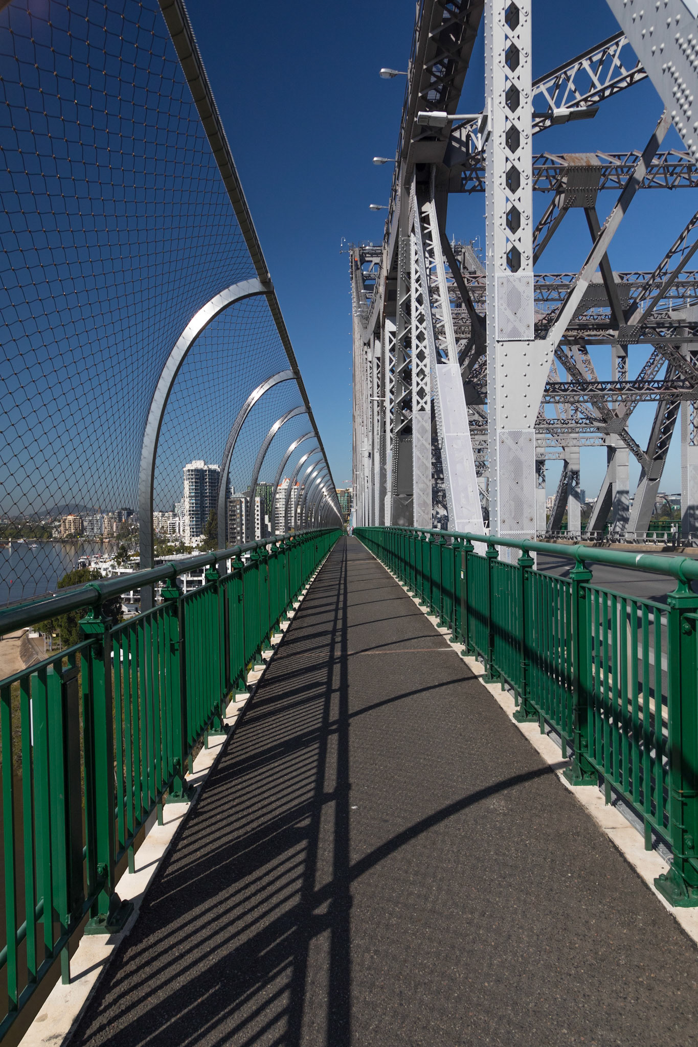 Along the bridge's eastern foot/ bike path.