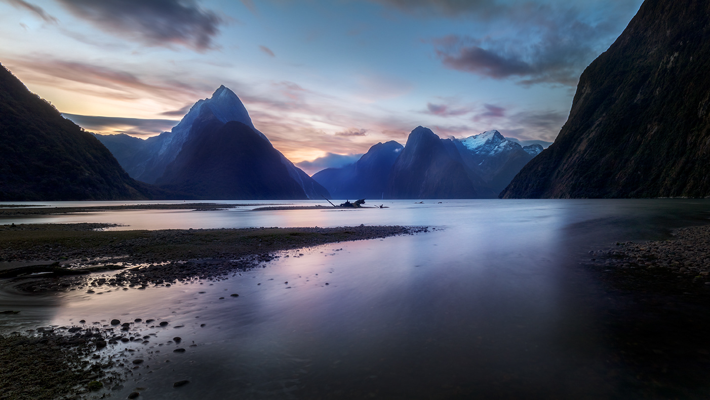 Twilight at Milford Sound