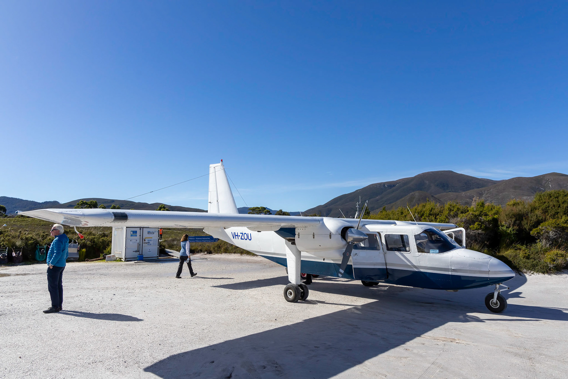Arrival at the Melaleuca Airstrip, south-west coast region.