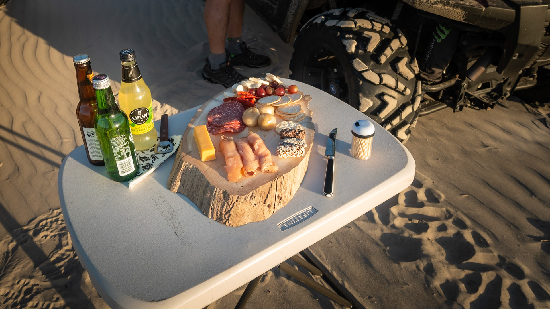 A snack to enjoy while watching the sun set from Ocean Beach. Strahan ATV Adventures