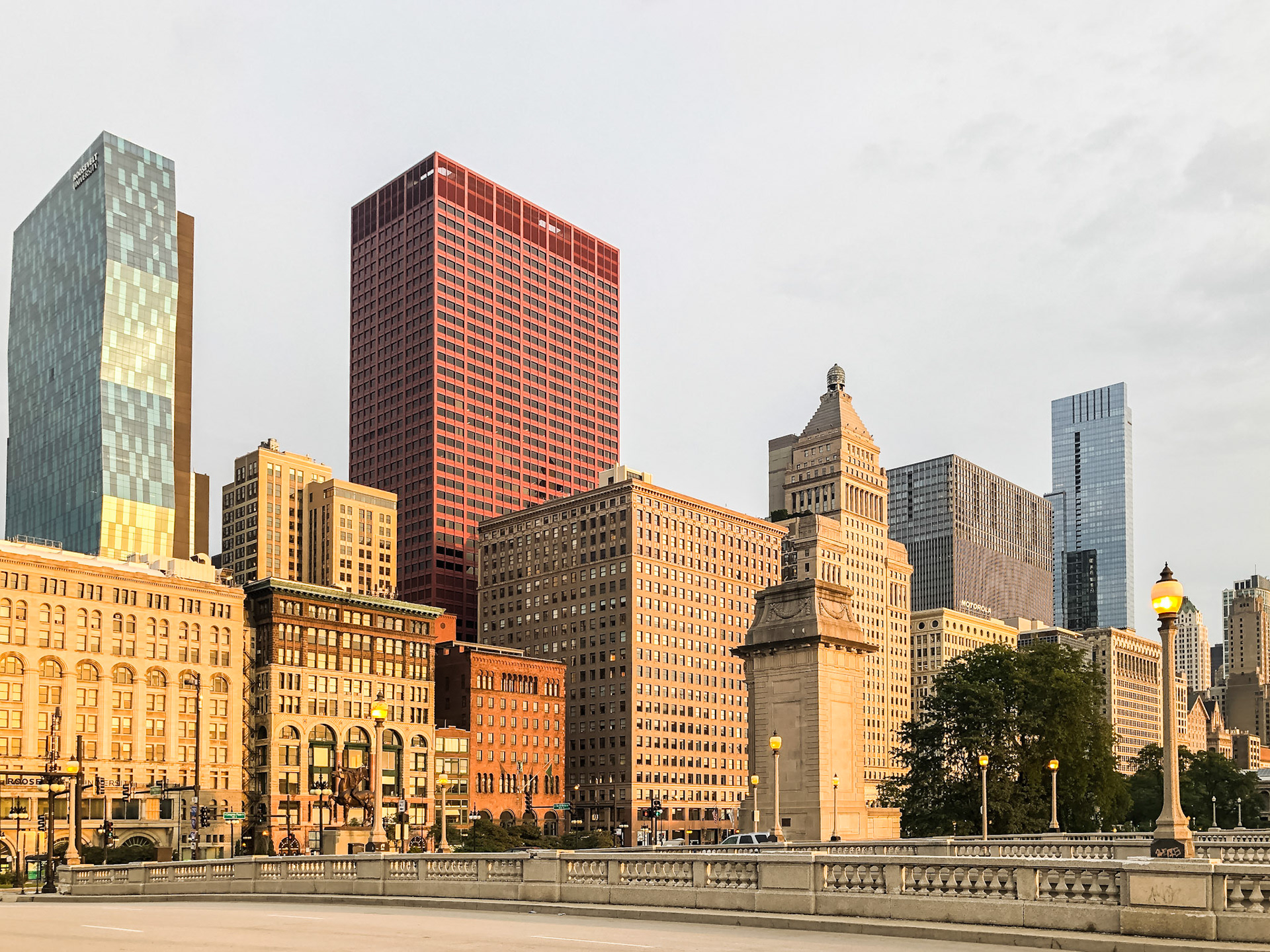 Early morning light on the buildings along South Michigan Avenue