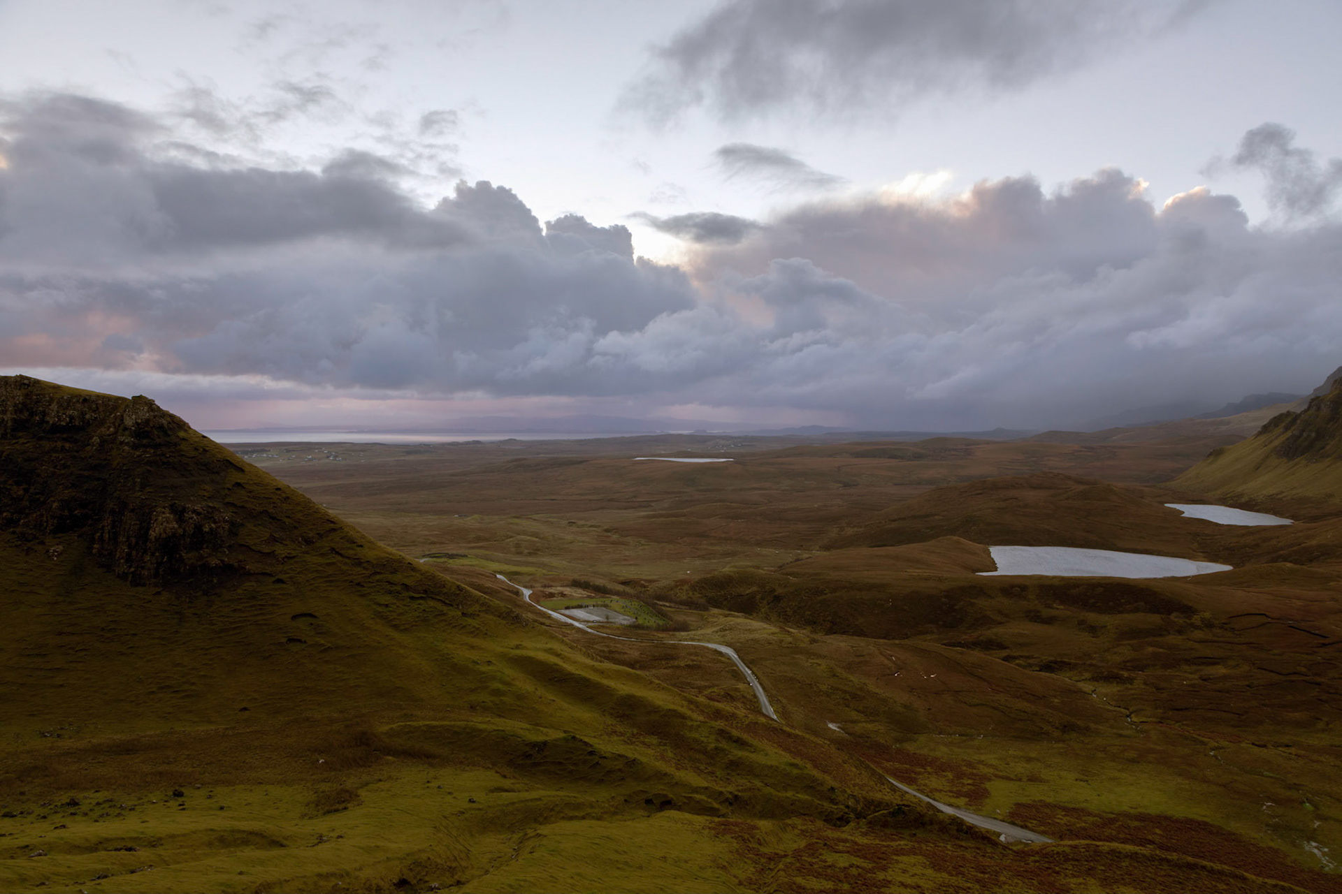 Vainly waiting for a brilliant sunrise over The Quiraing, far north of the Isle of Skye