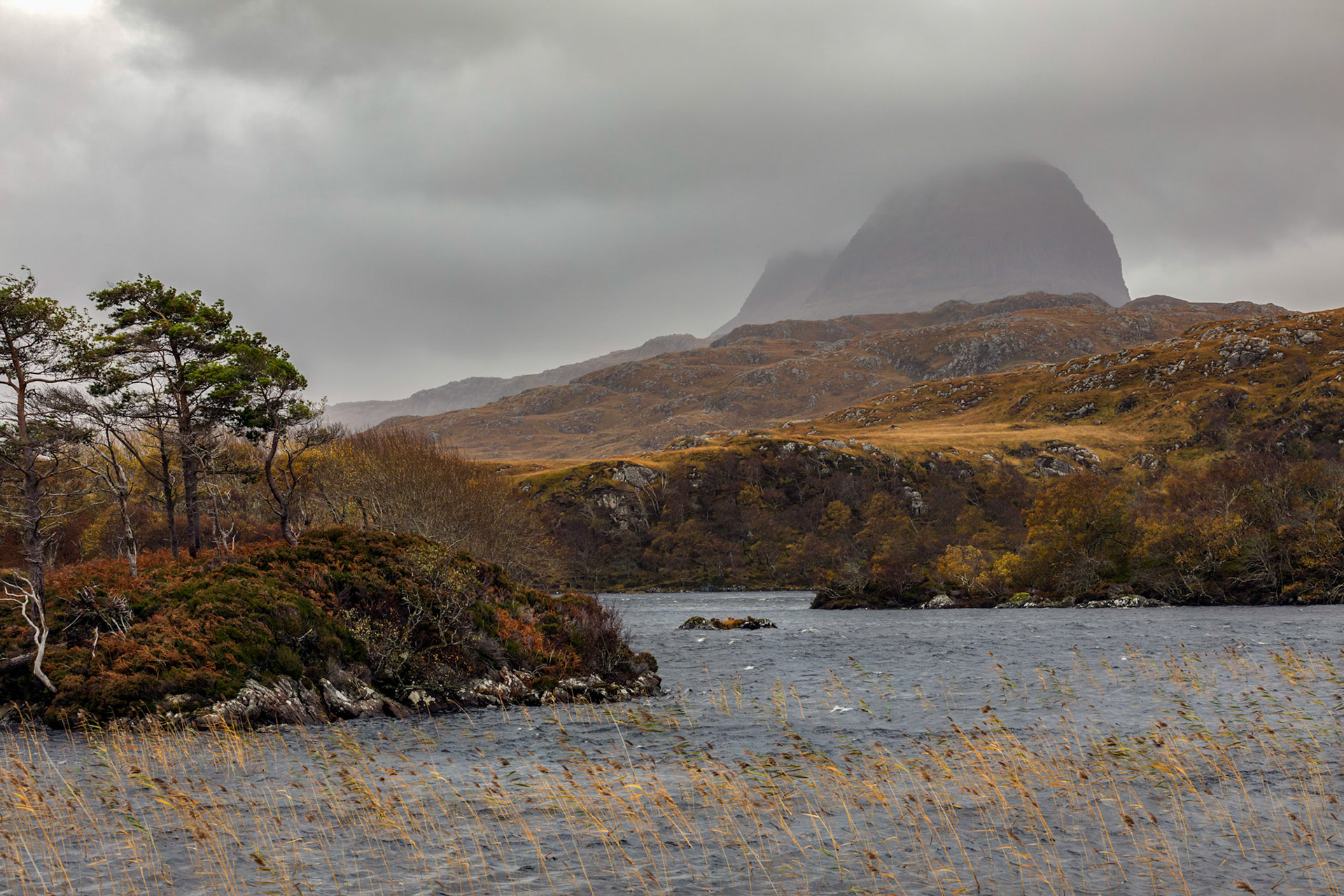 Cloud-shrouded Suilven, from Loch Druim Suardalain