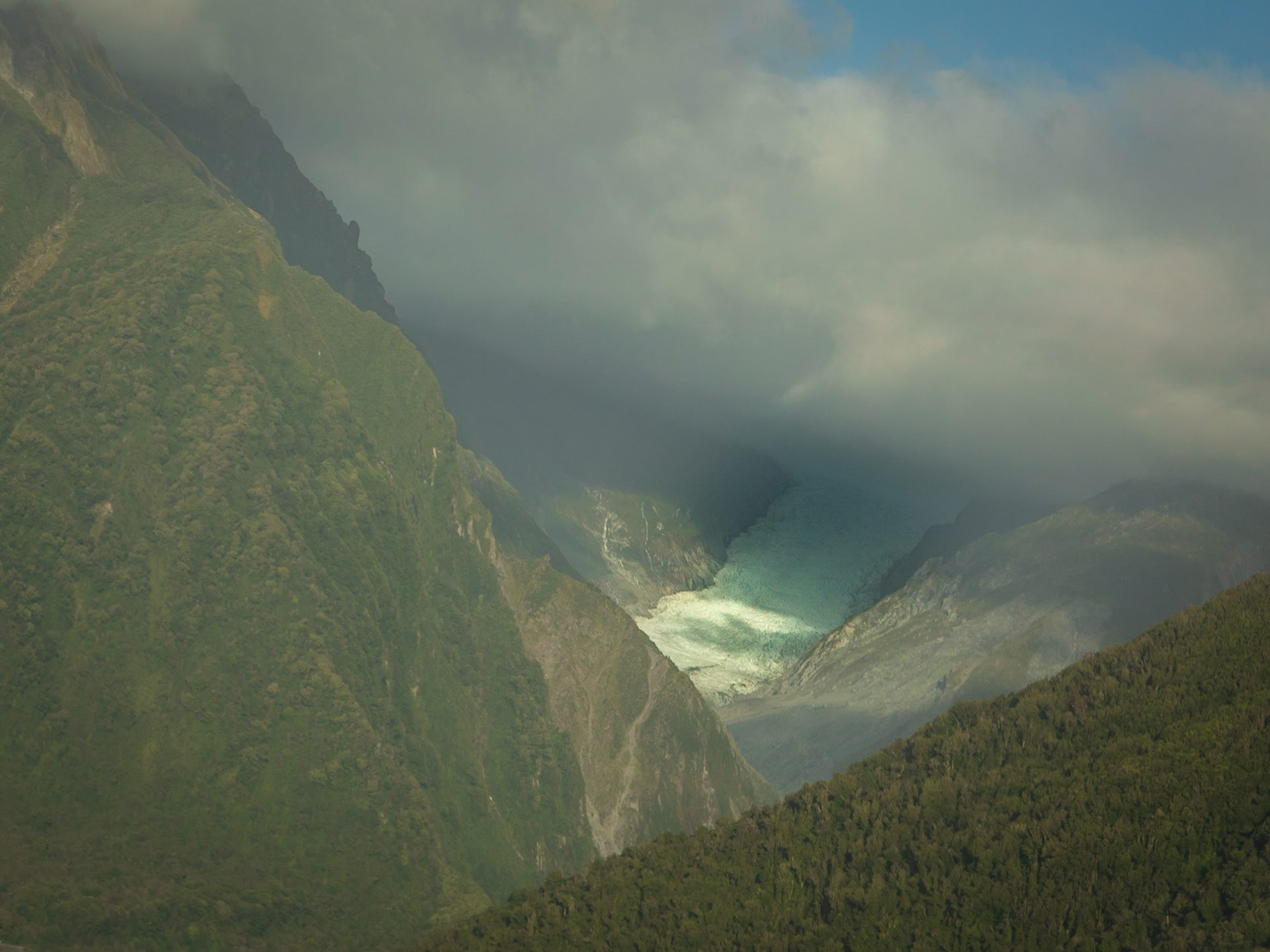 A glimpse of the bottom of the Fox Glacier