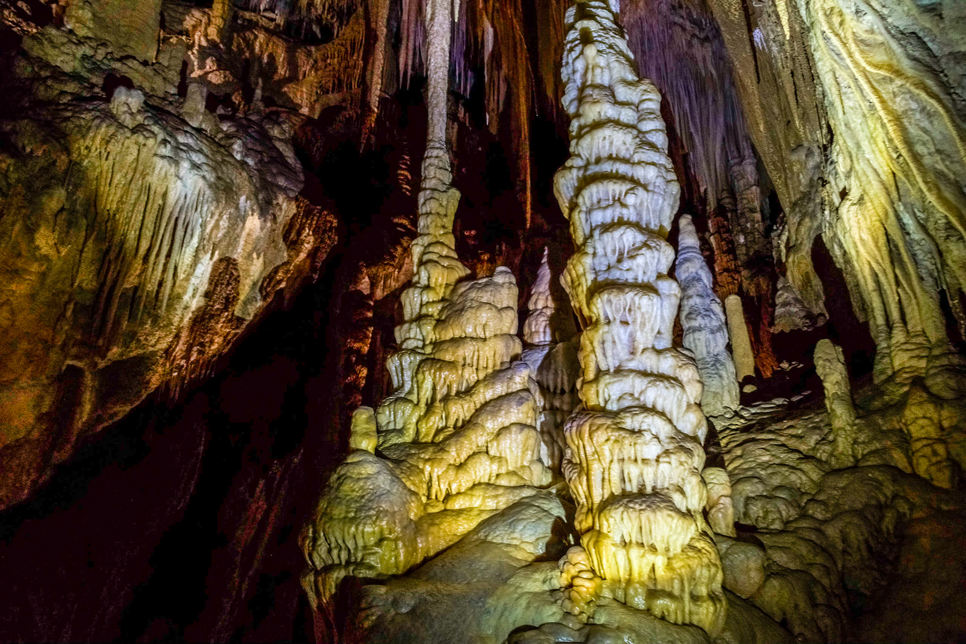 In the Newdegate Cave, one of the largest dolomite caves in the southern hemisphere.