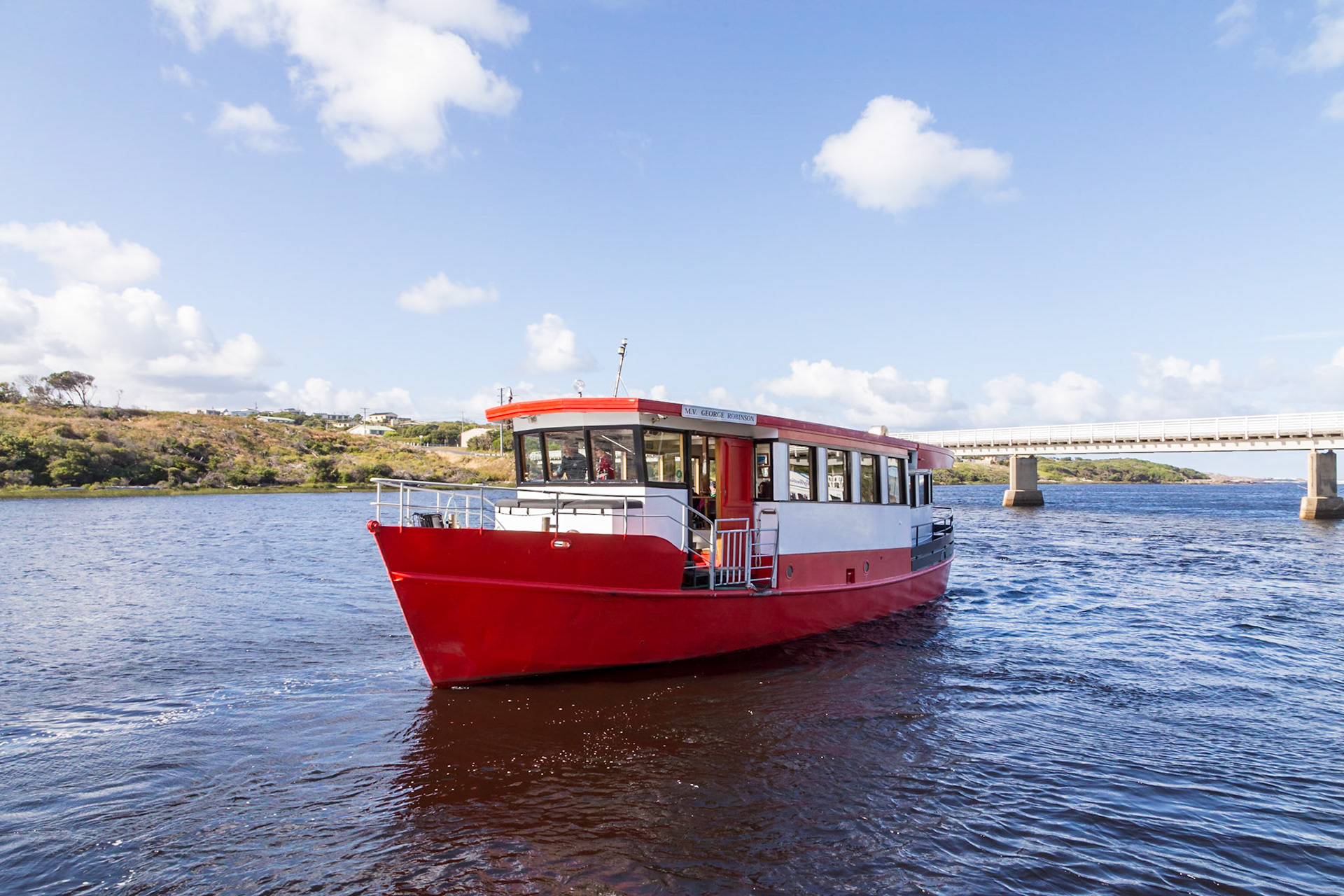 Arthur River Cruises boat setting out for a cruise up-river