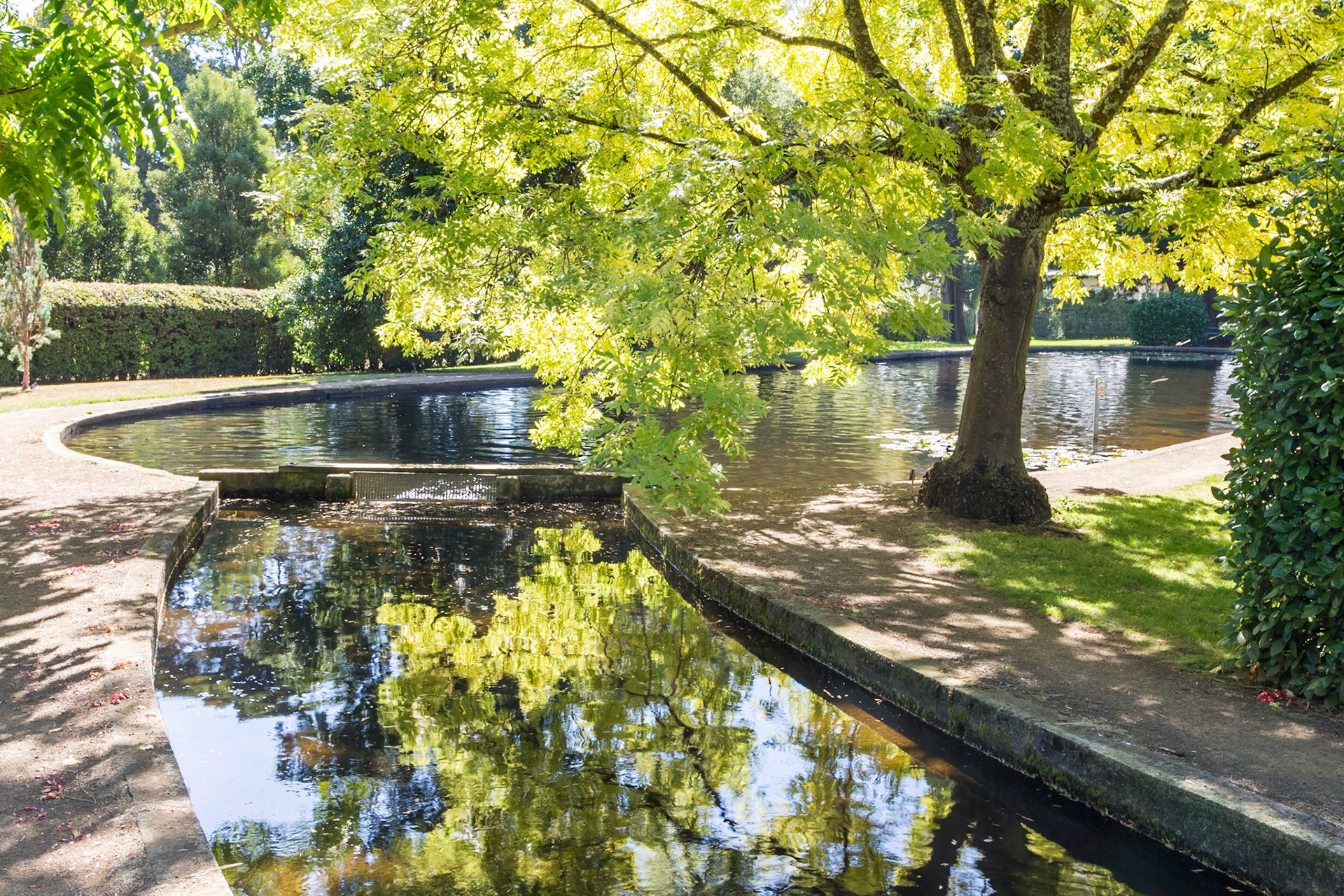 Atlantic Salmon Pond. At SALMON PONDS Heritage hatchery and gardens.