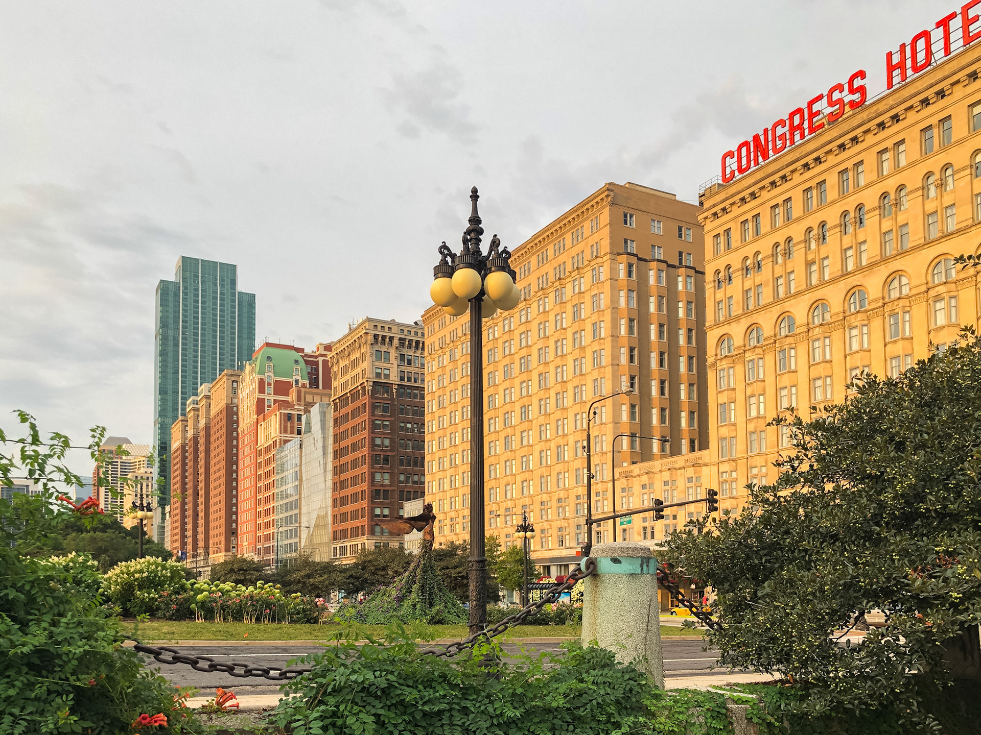 Early morning light on the buildings along South Michigan Avenue