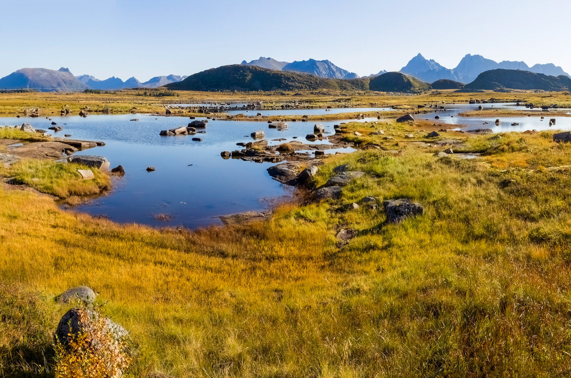 View from the roadside (815) east of Valberg, Vestvågøy. 11:36 am.