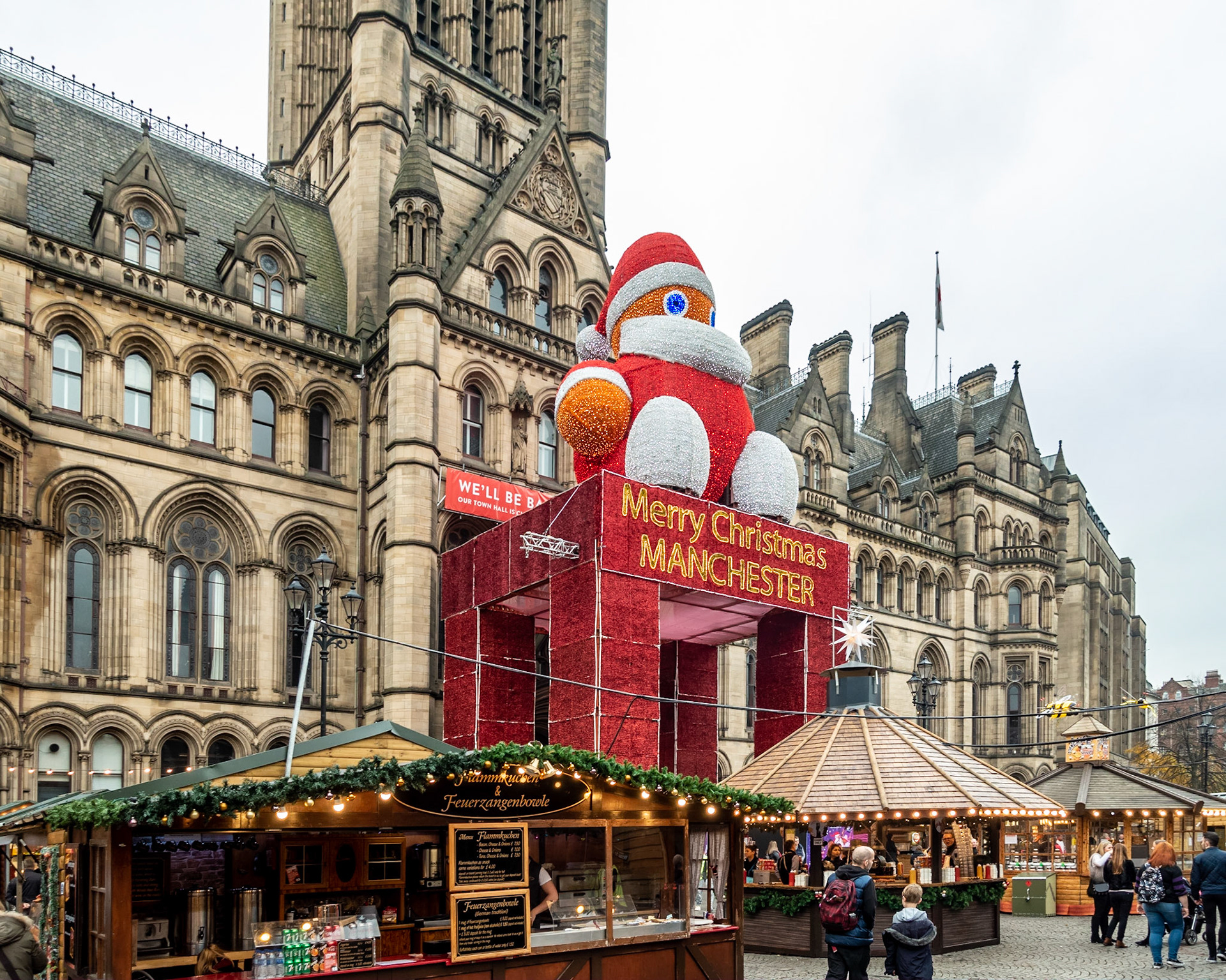 Manchester Christmas Market, Albert Square in front of the town hall