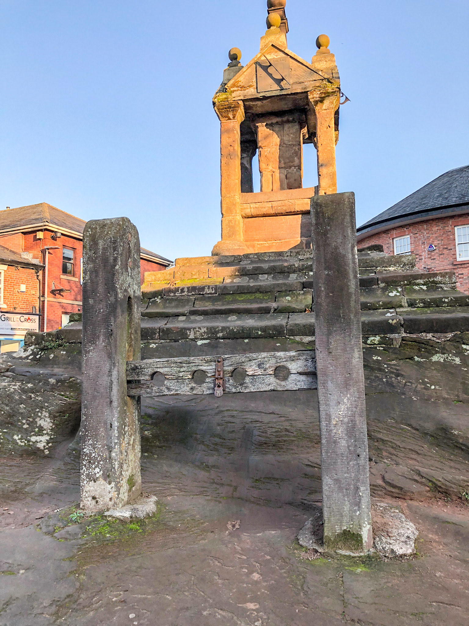 Set of old stocks in Lymm village