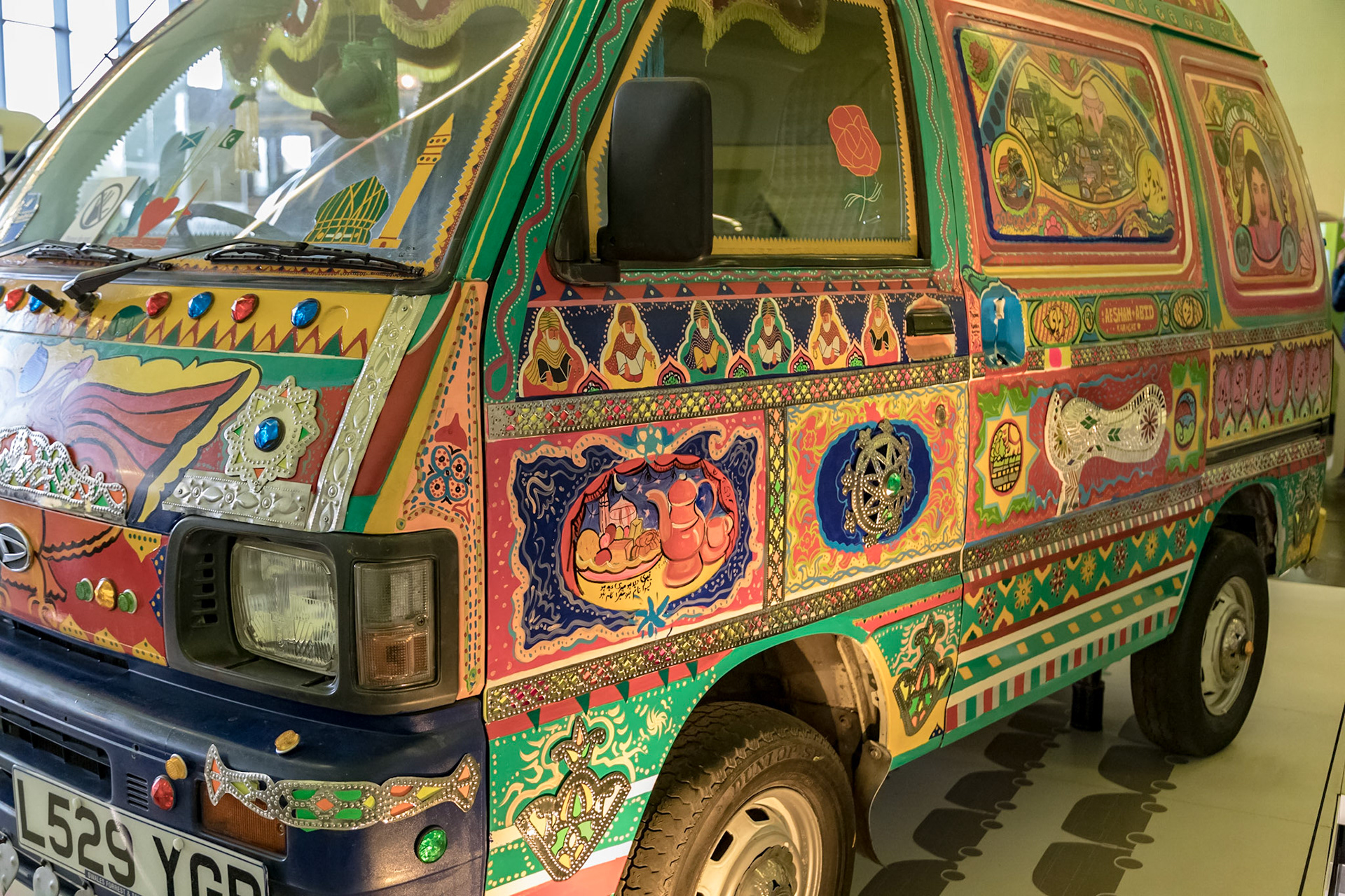 In the Riverside Museum. Design inspired by colourful truck art found in Pakistani cities.
