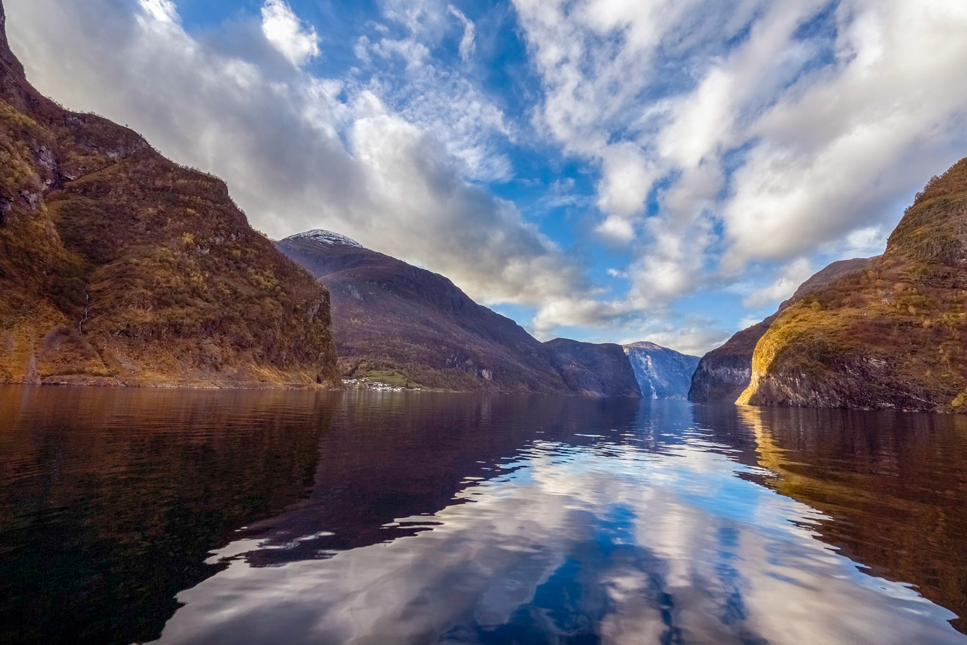 On the 'Vision of the Fjords' boat from Flåm to Gudvangen, late afternoon.