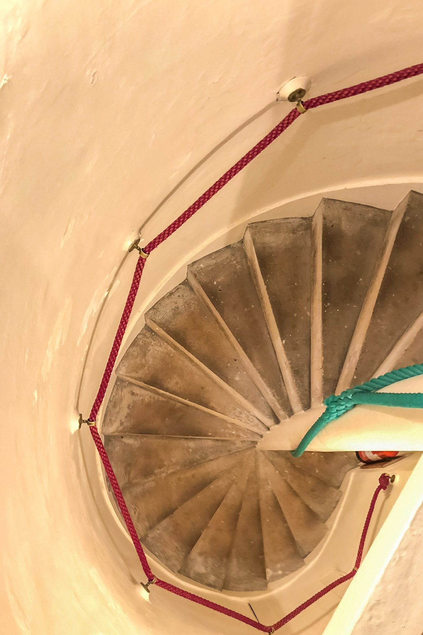 Circular stairs to the tower and my bedroom; Ackergill Tower Hotel.