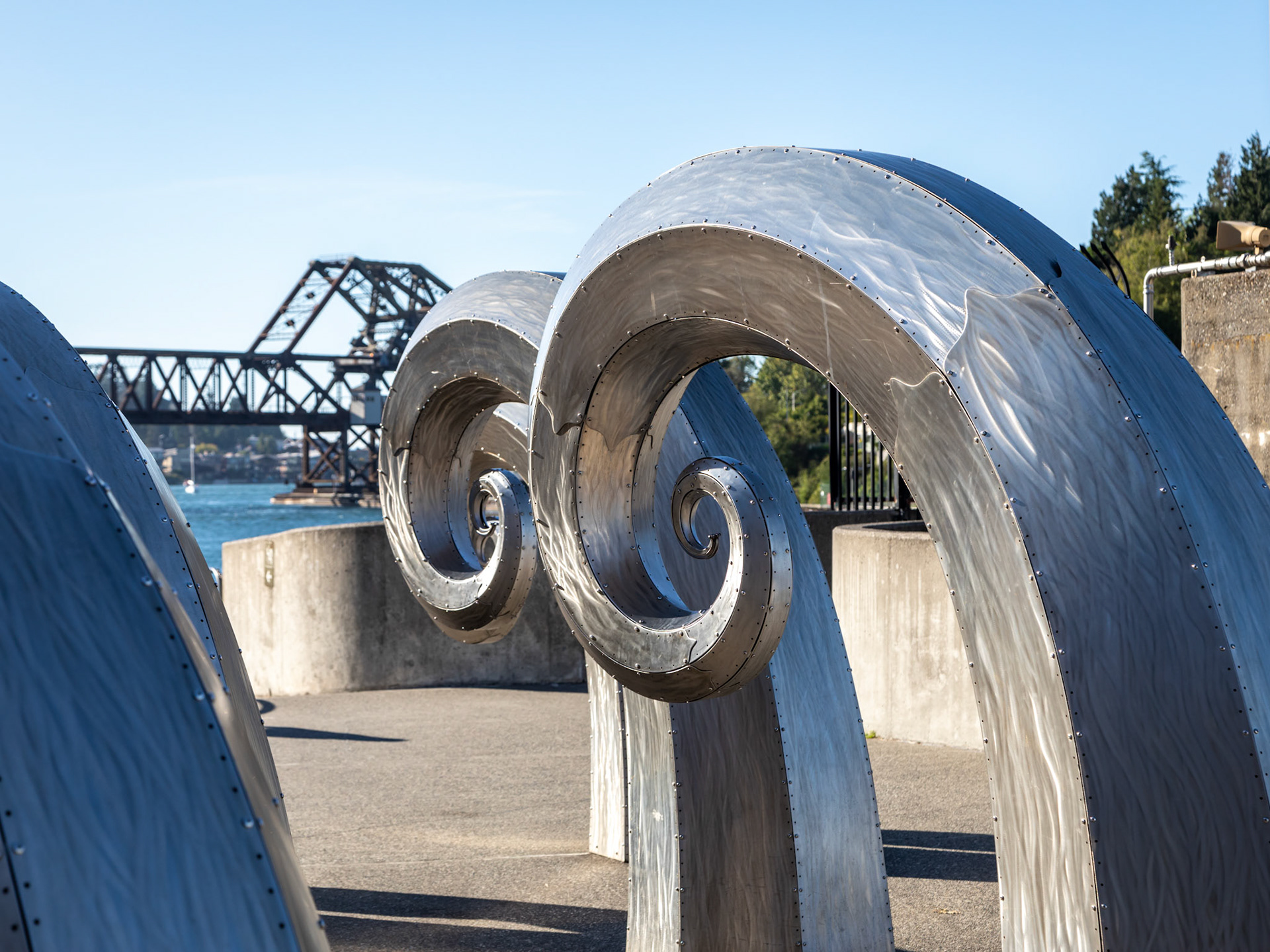 Sculpture at the Ballard Locks on the canal linking Lake Washington to the sea.